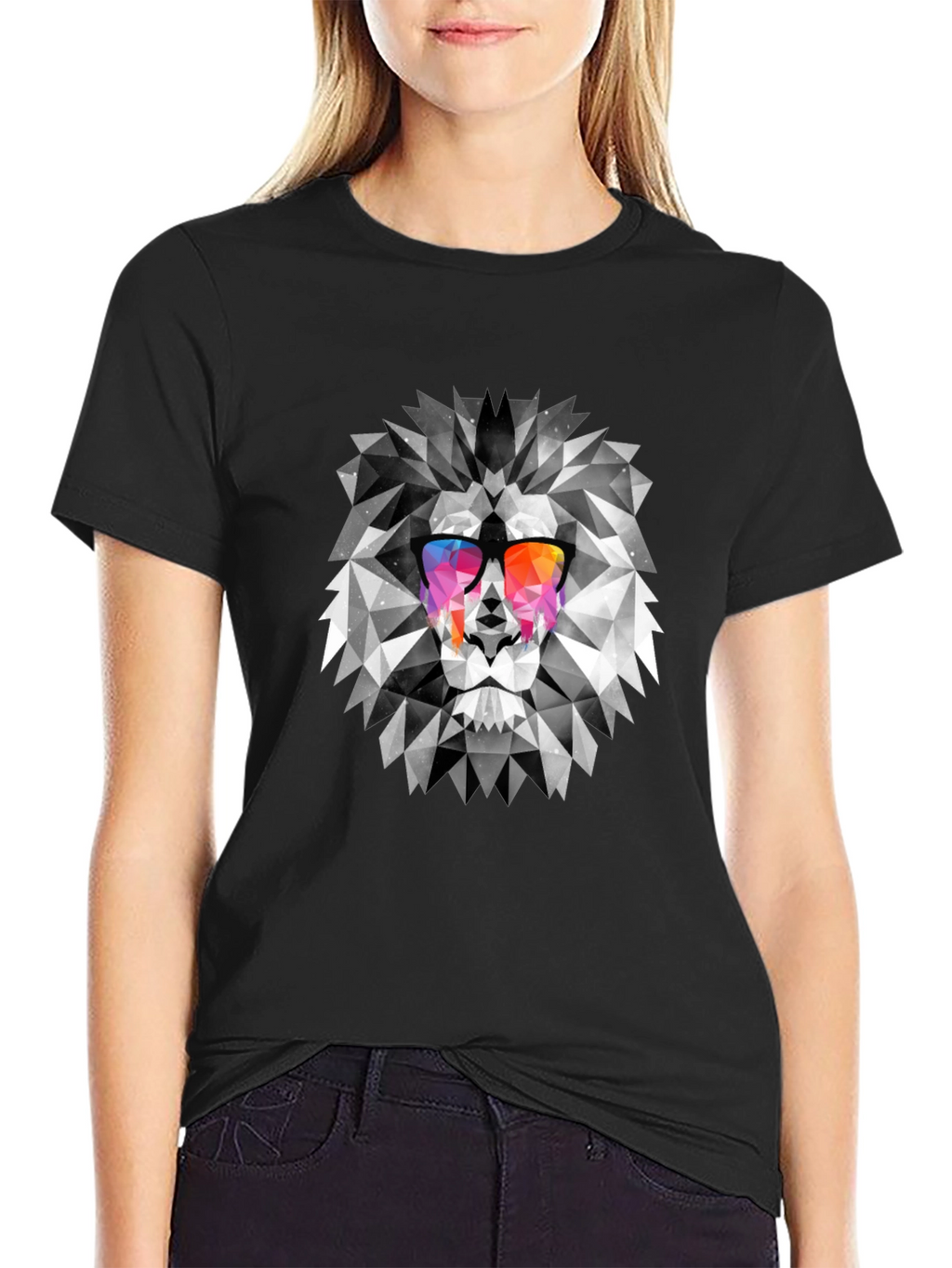 Geometric Lion Graphic Print Mens T-Shirt
