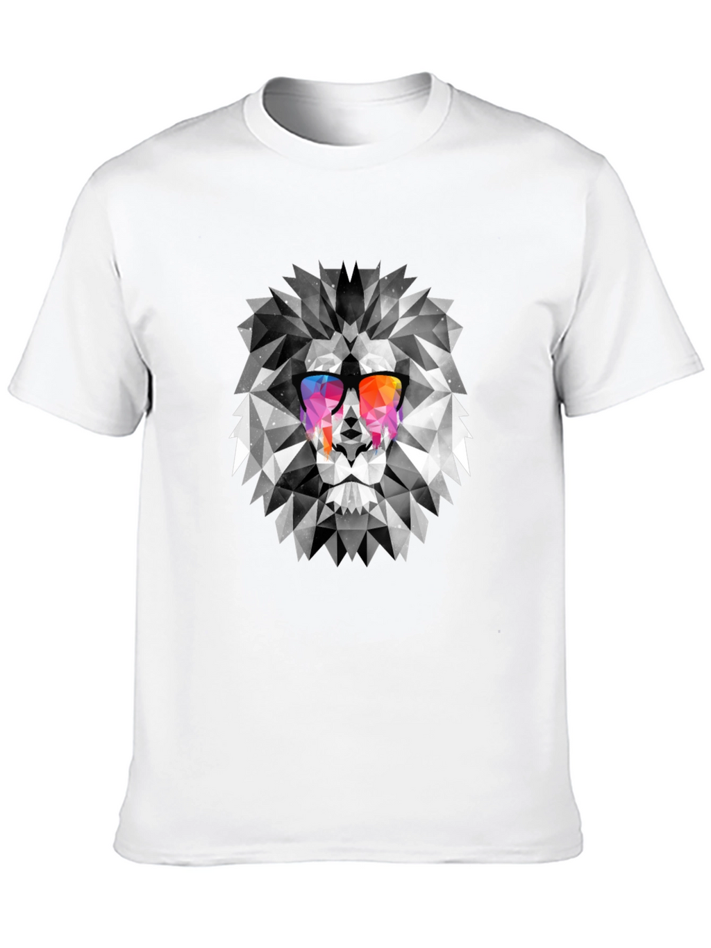 Geometric Lion Graphic Print Mens T-Shirt