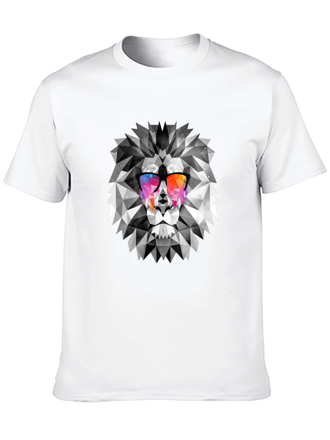 Geometric Lion Graphic Print Mens T-Shirt