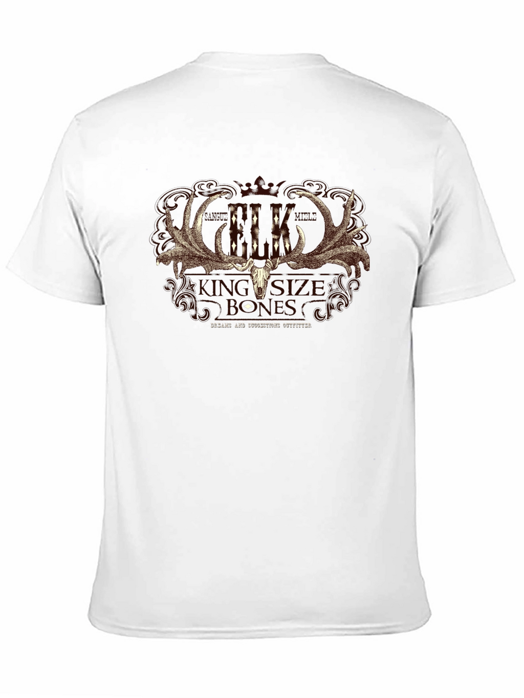 Elk Skull Graphic Print T-Shirt - Black
