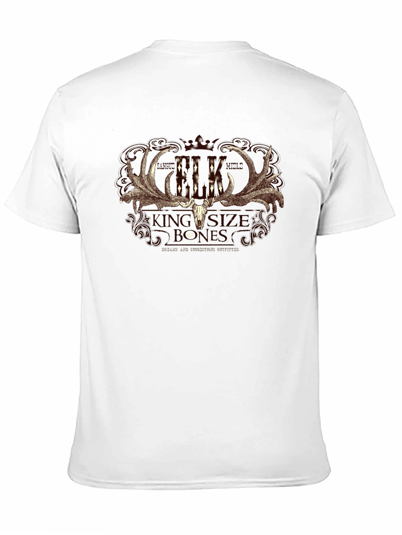 Elk Skull Graphic Print T-Shirt - Black