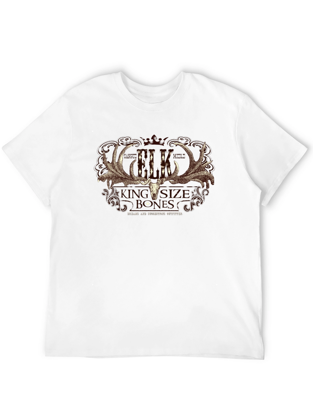 Elk Skull Graphic Print T-Shirt - Black
