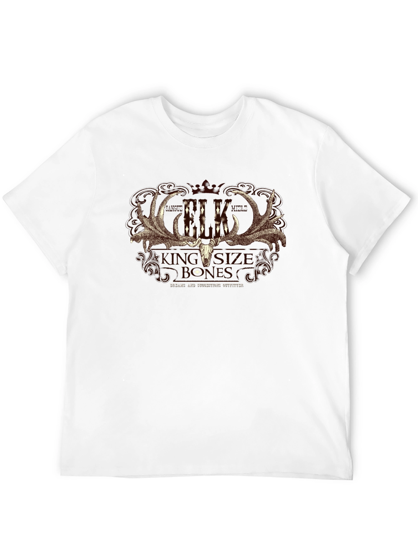 Elk Skull Graphic Print T-Shirt - Black