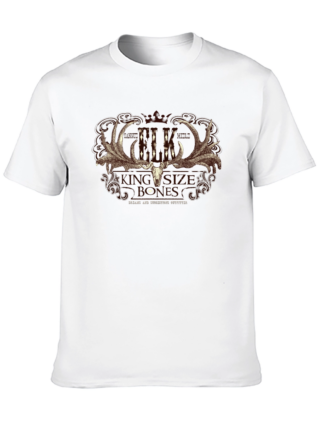 Elk Skull Graphic Print T-Shirt - Black