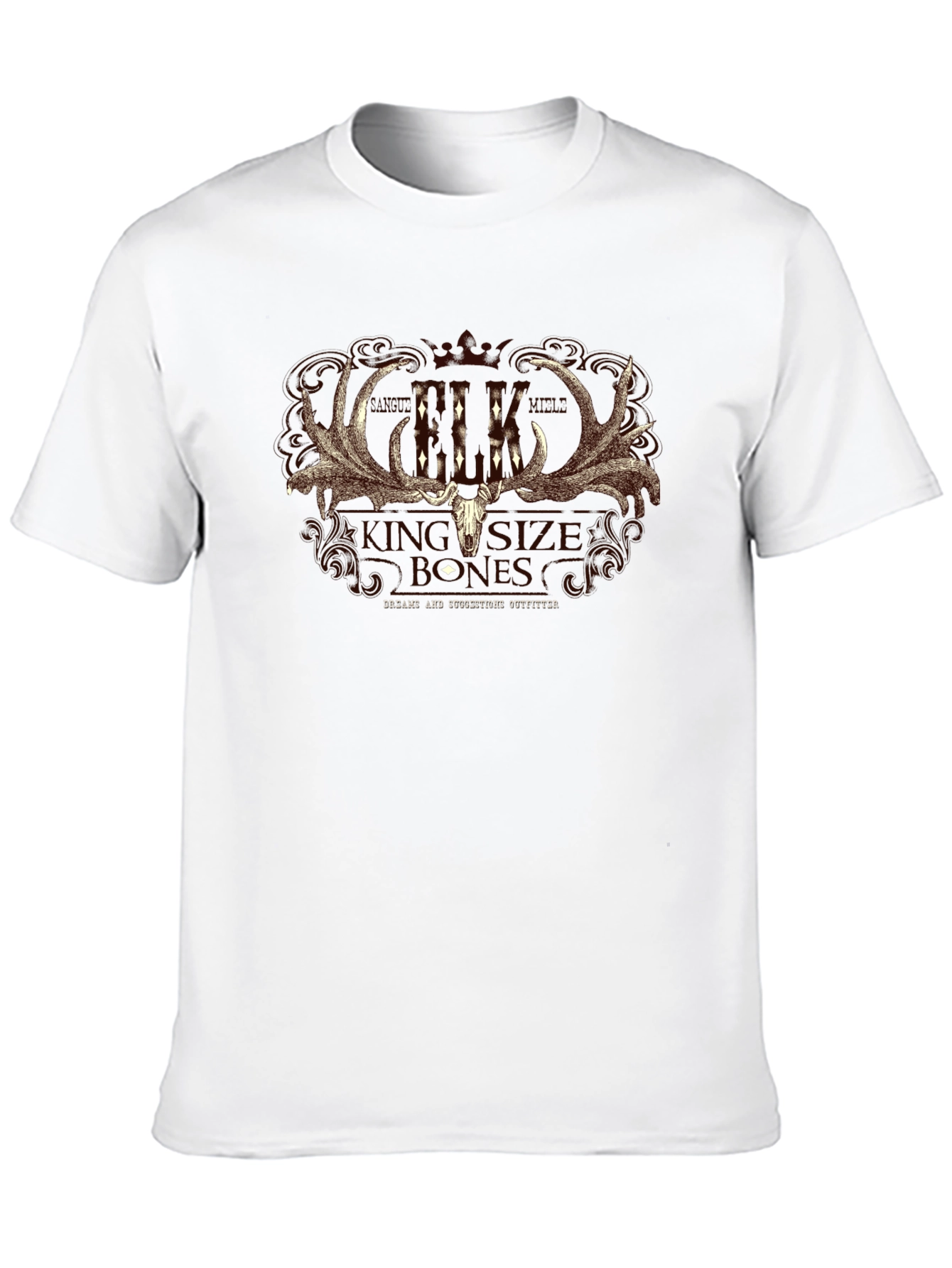 Elk Skull Graphic Print T-Shirt - Black