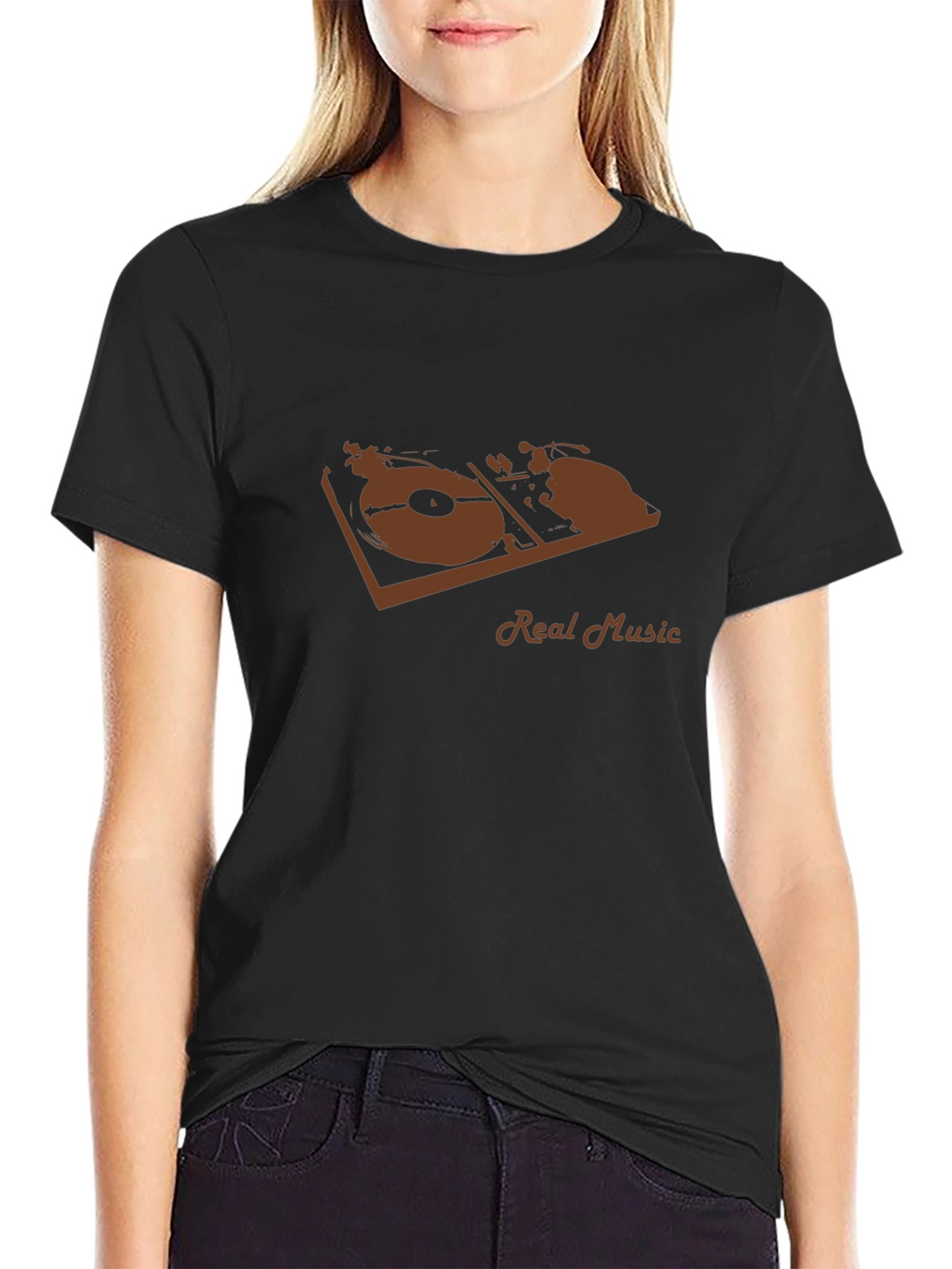Real Music Graphic Tee - Black Casual T-Shirt