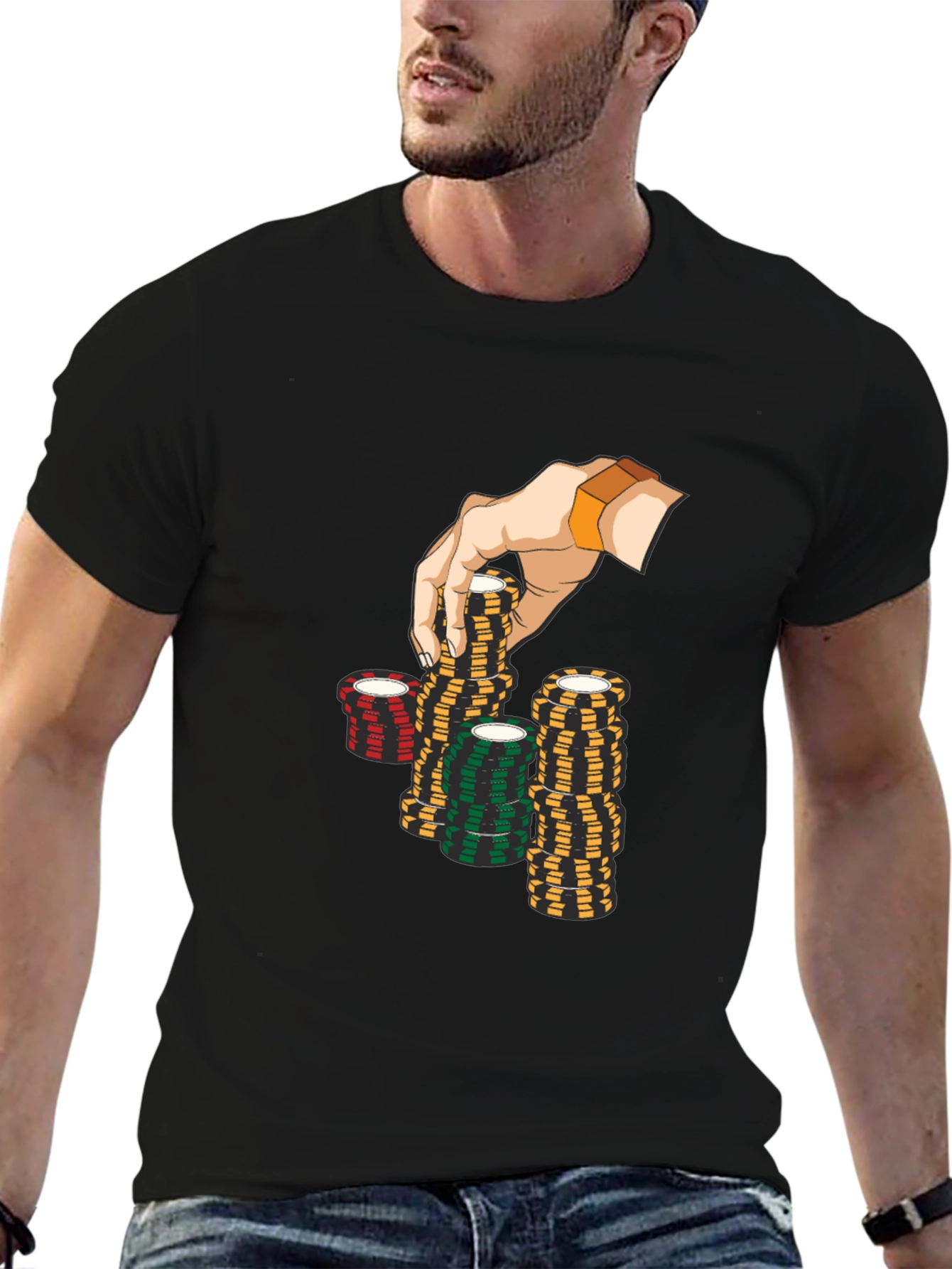 Poker Chip Graphic Black T-Shirt