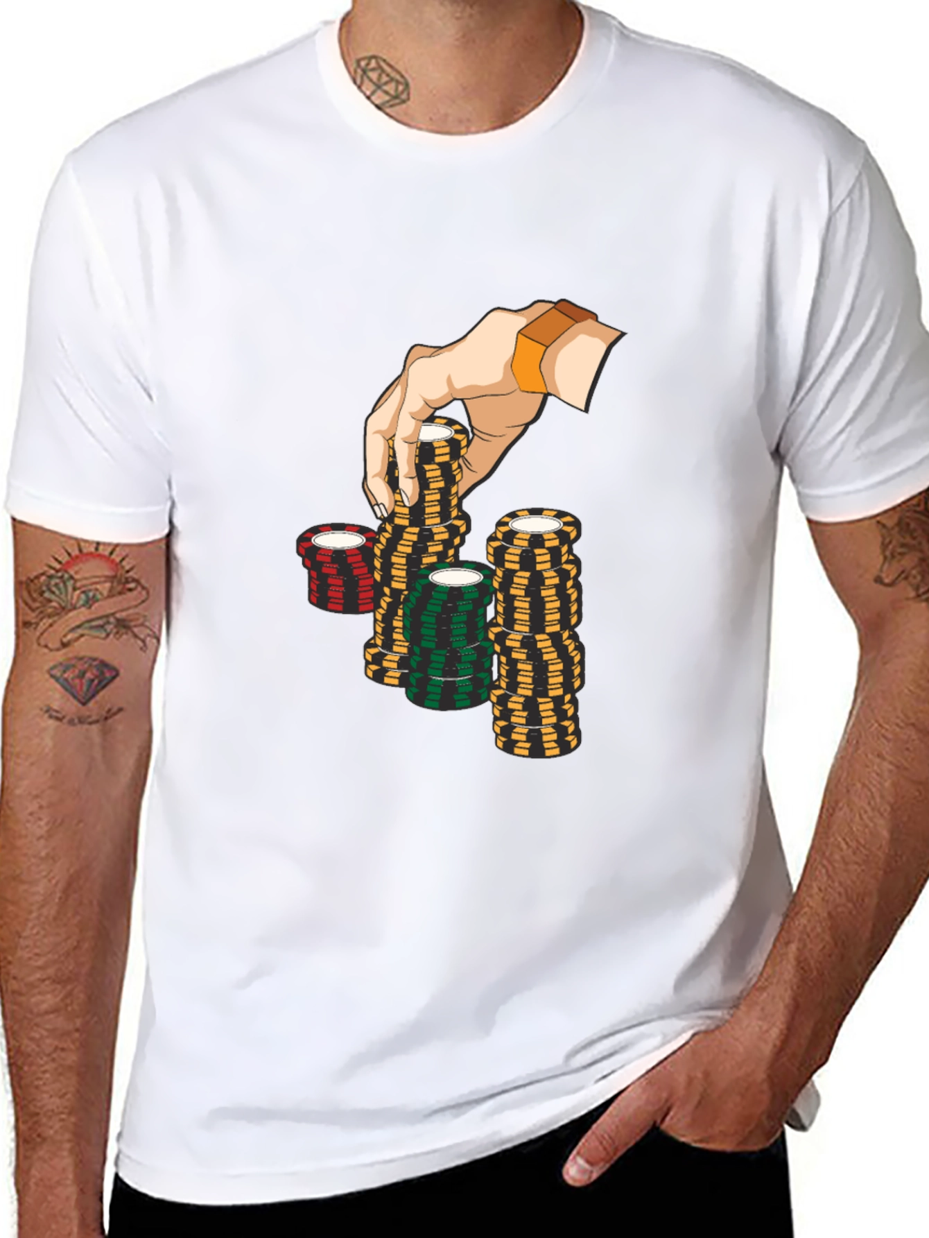 Poker Chip Graphic Black T-Shirt