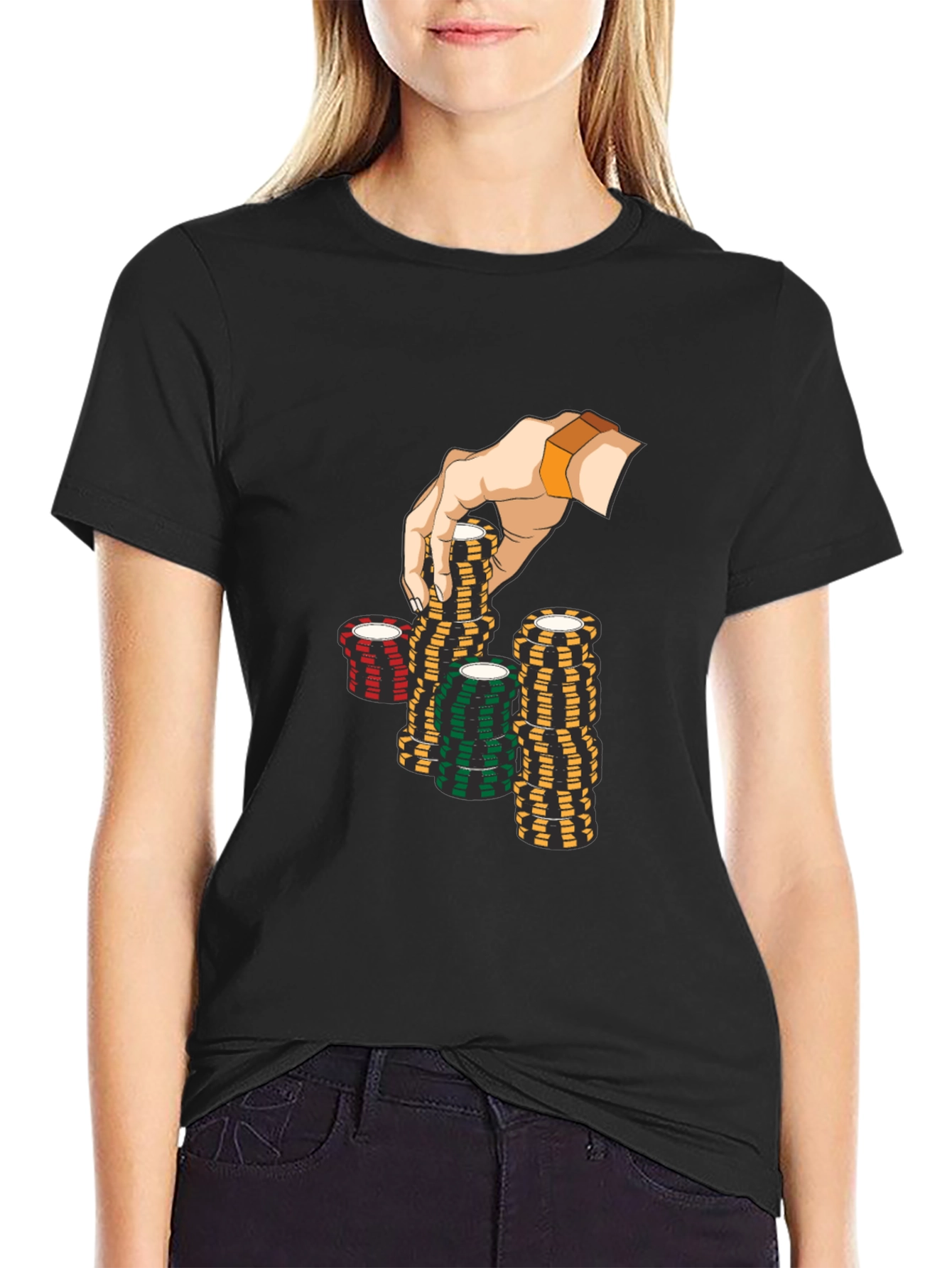Poker Chip Graphic Black T-Shirt