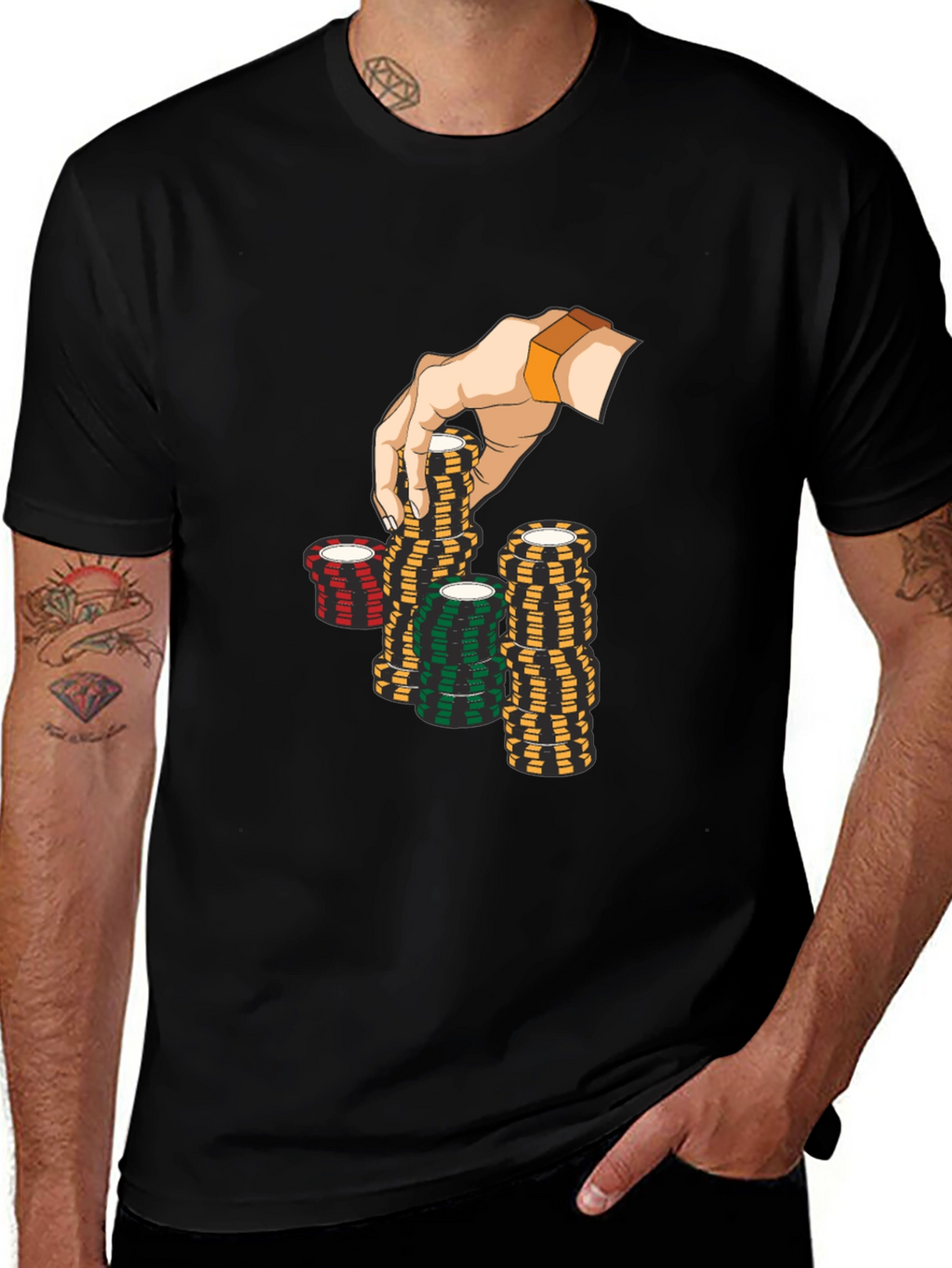 Poker Chip Graphic Black T-Shirt