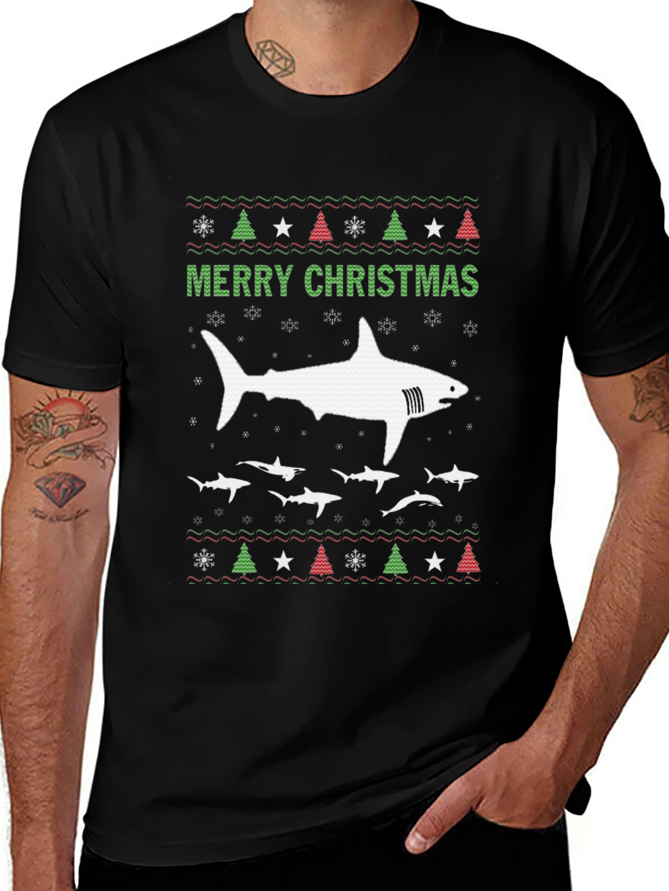 Merry Chrismas Shark Holiday T-Shirt