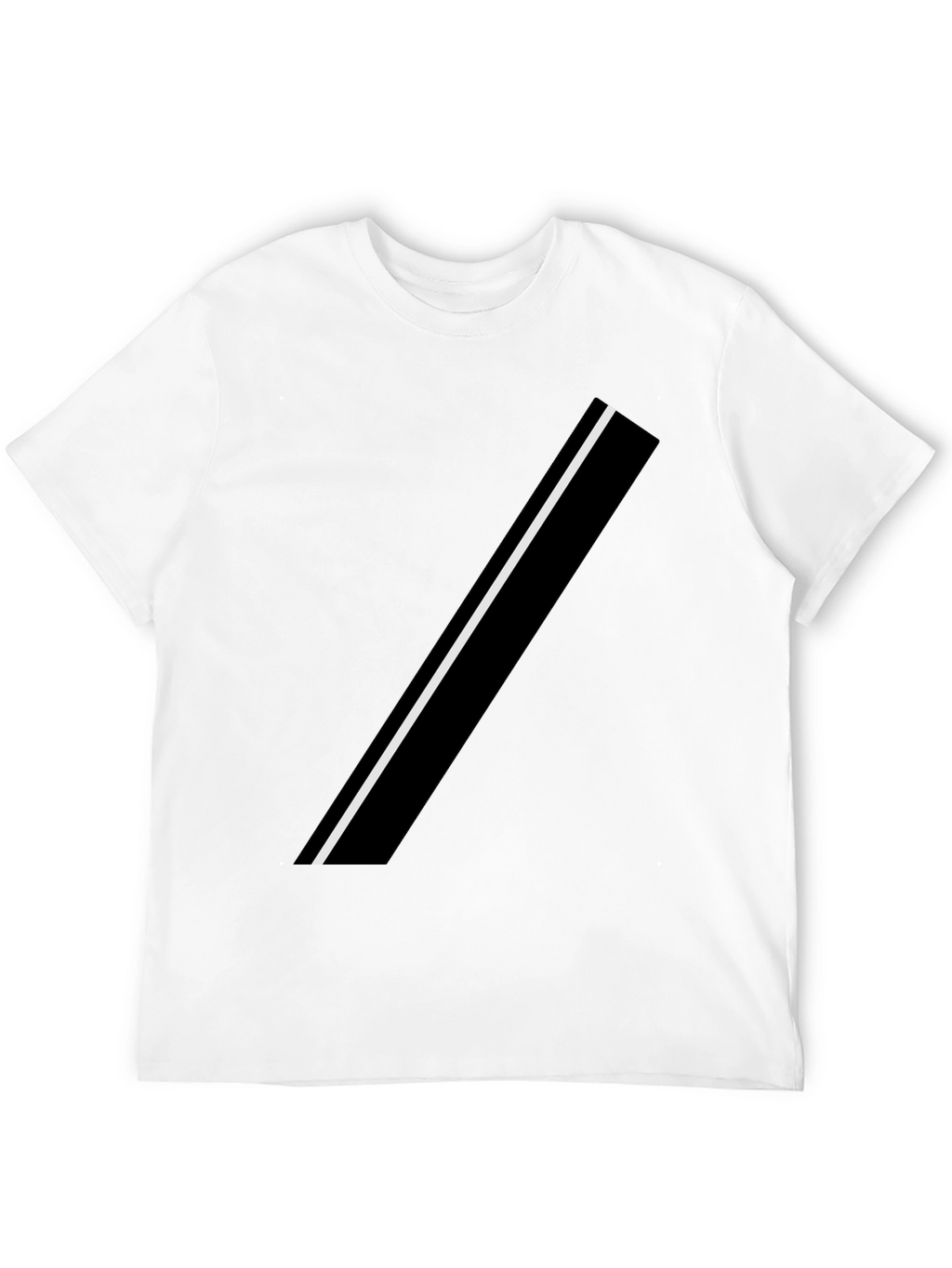 Modern Black Tee with Asymmetrical White Stripe