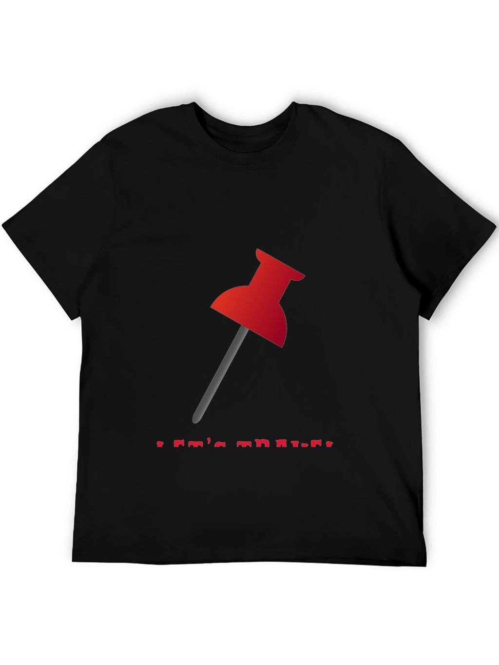 Red Thumbtack Graphic Tee - Trendy Black T-Shirt