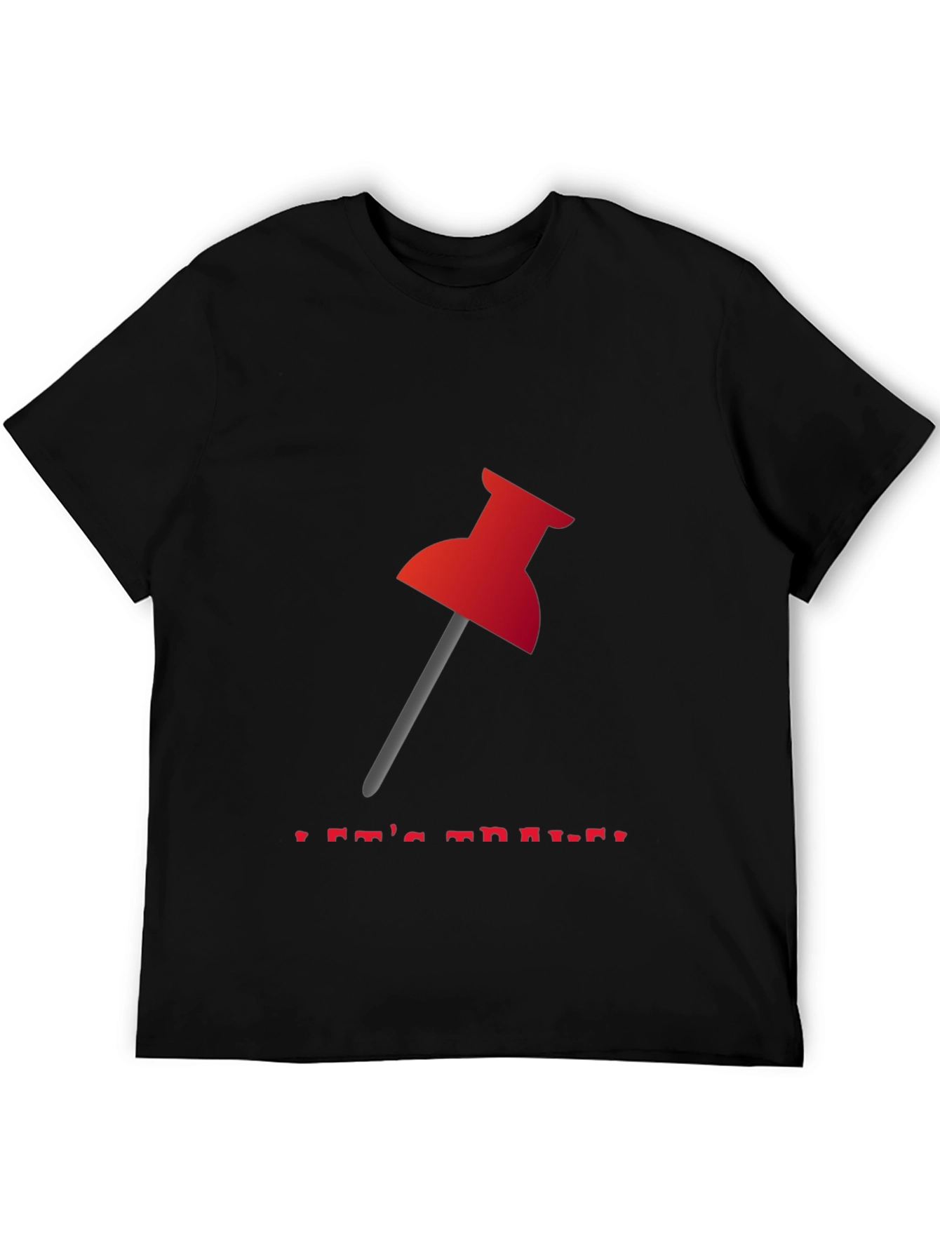 Red Thumbtack Graphic Tee - Trendy Black T-Shirt
