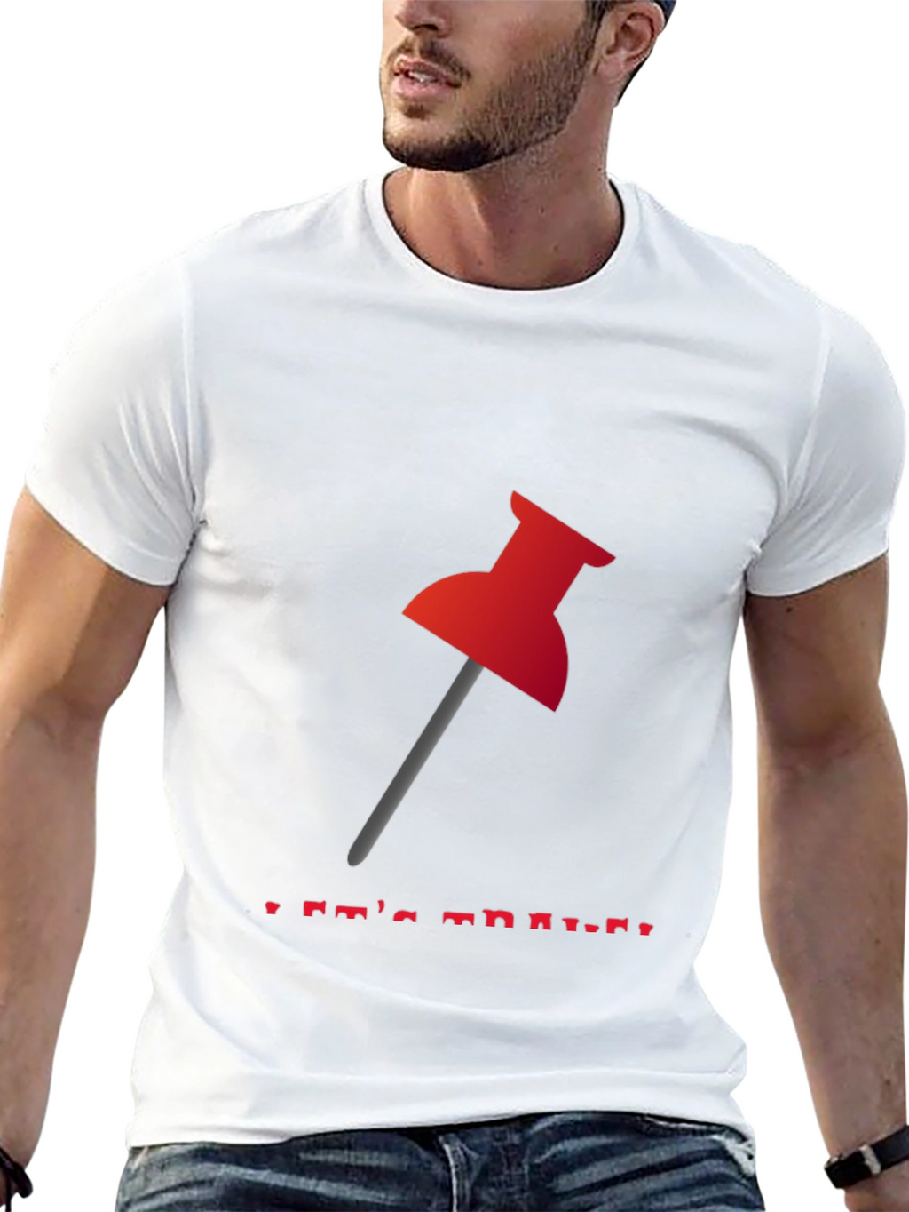 Red Thumbtack Graphic Tee - Trendy Black T-Shirt