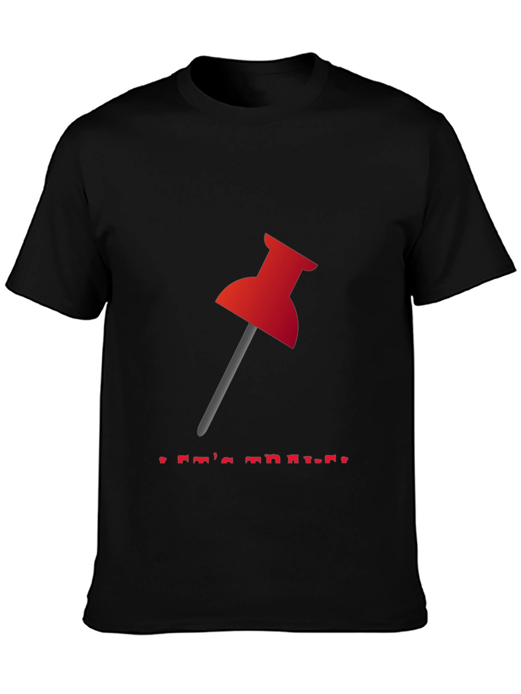 Red Thumbtack Graphic Tee - Trendy Black T-Shirt