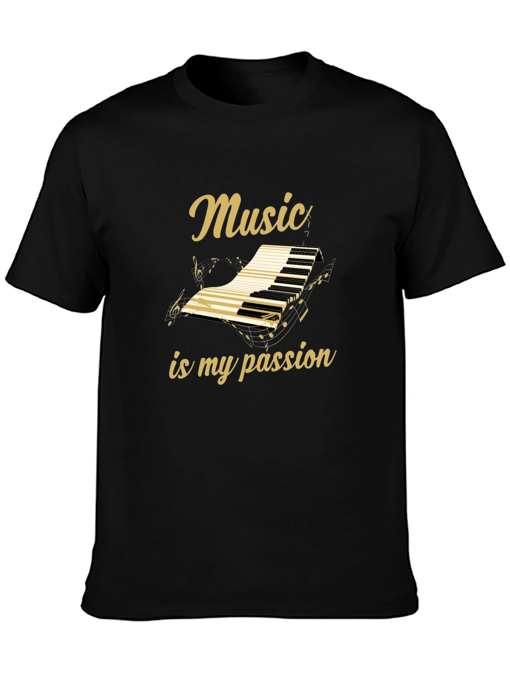 Music is My Passion Graphic Tee - Black Cotton