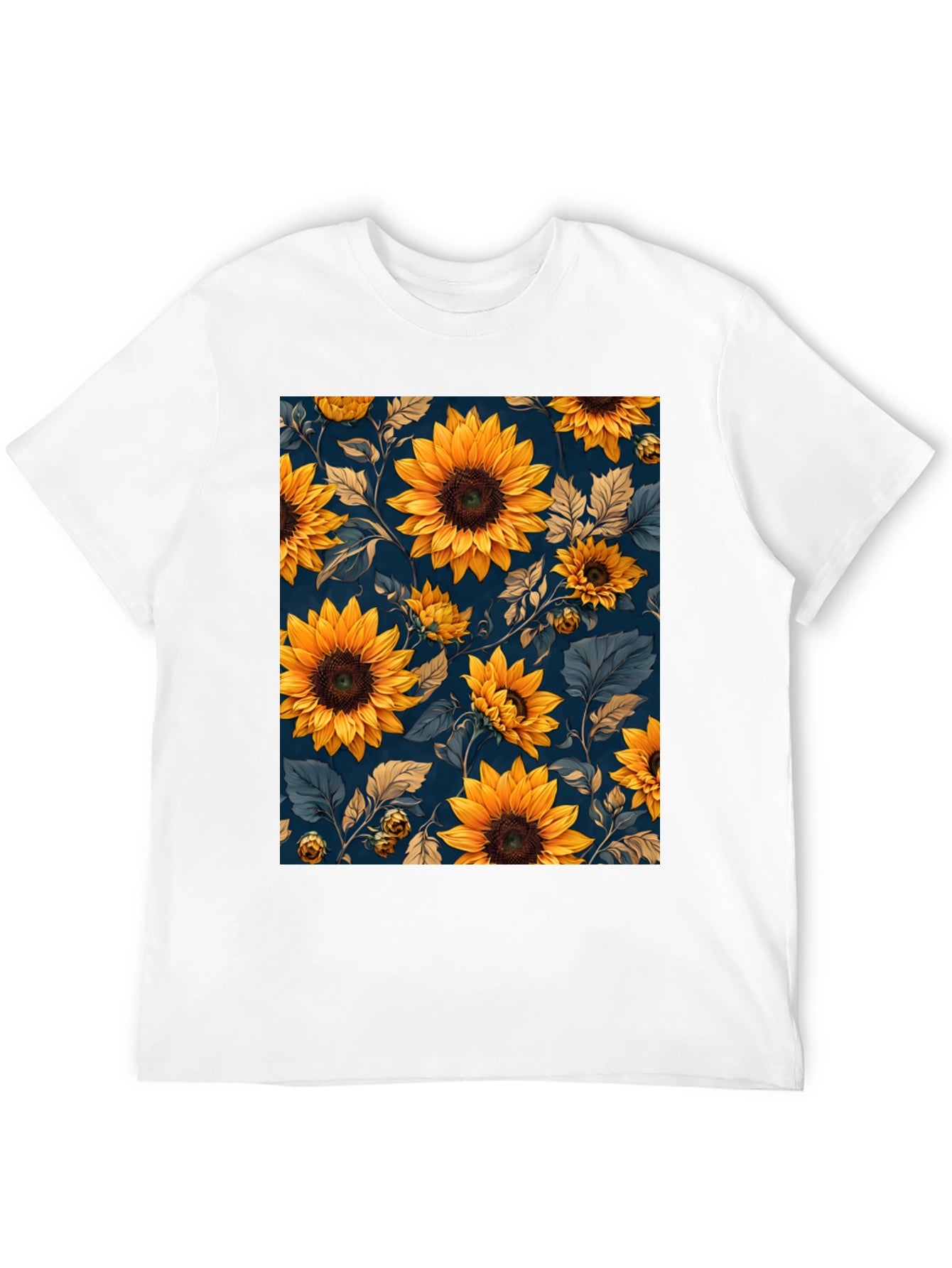 Sunflower Print Black T-Shirt