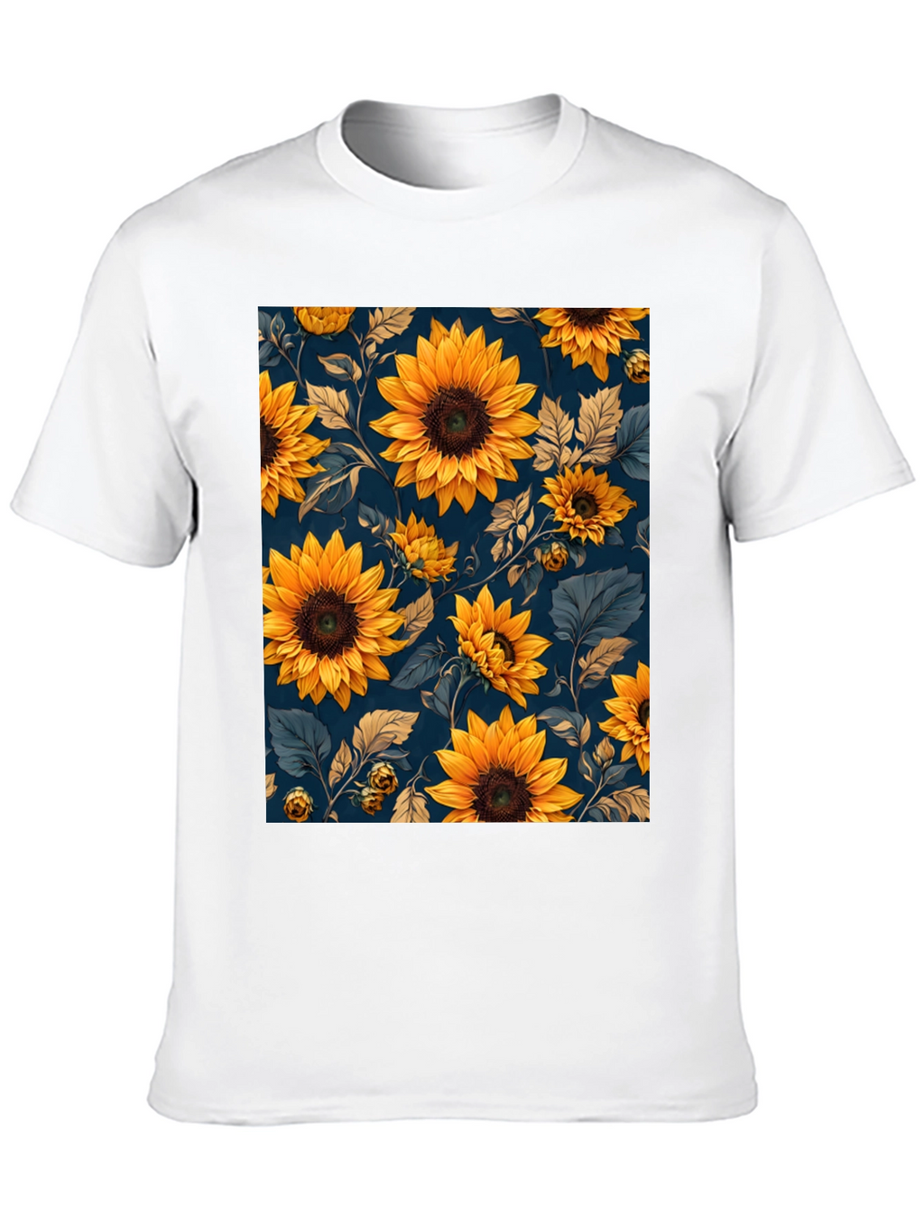 Sunflower Print Black T-Shirt