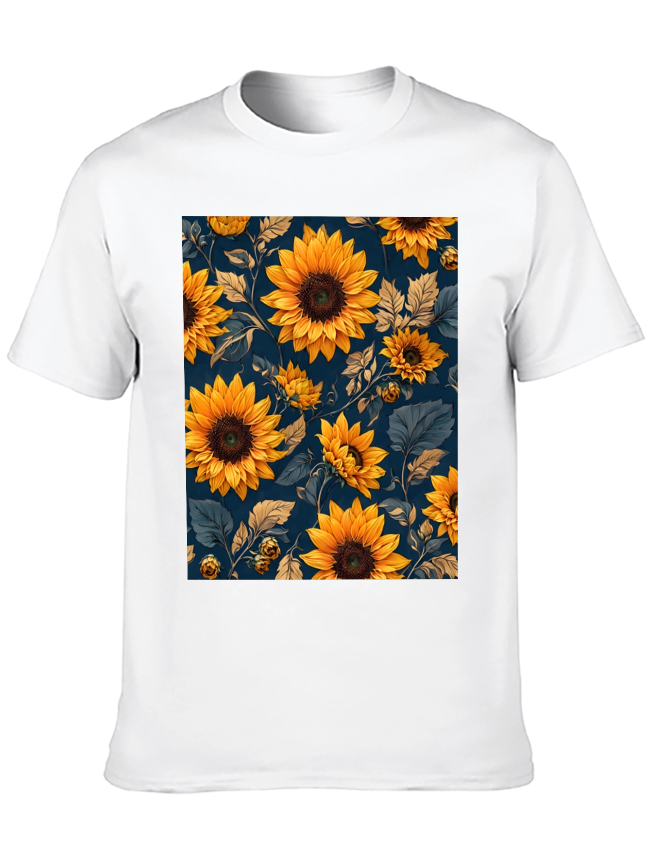 Sunflower Print Black T-Shirt