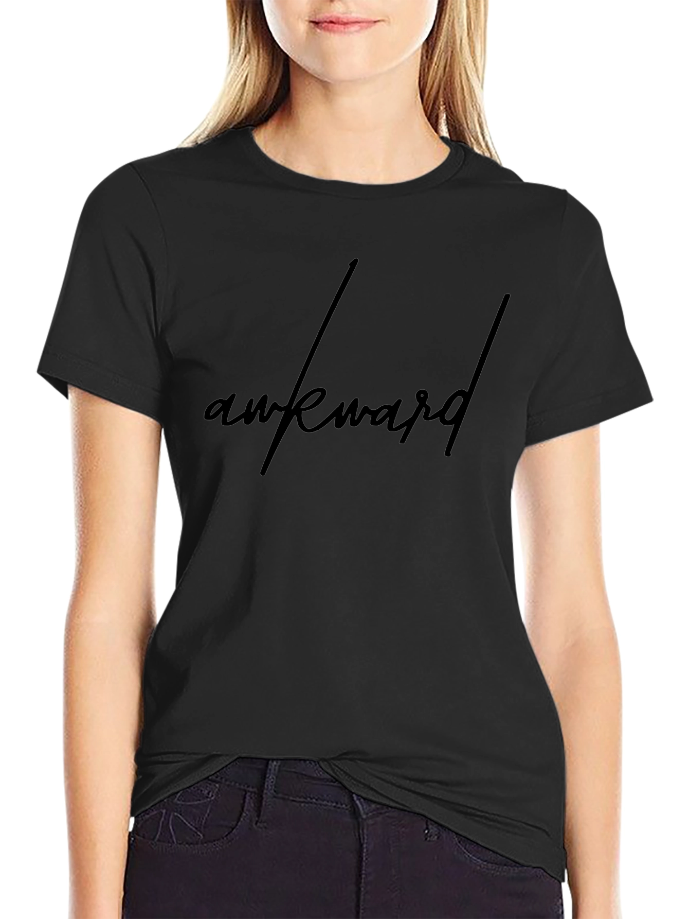Awkward Script Black T-Shirt
