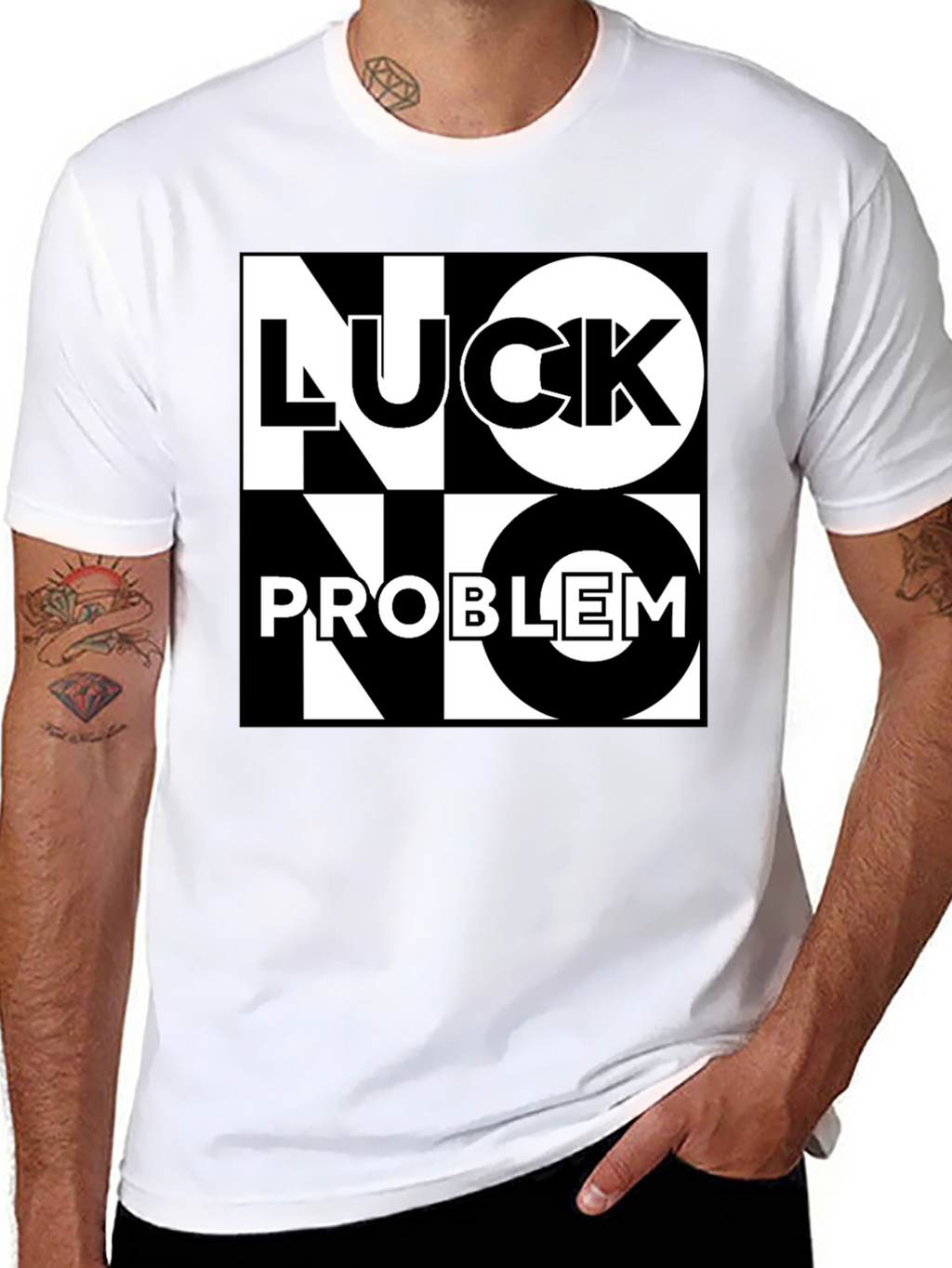 No Luck No Problem Black Graphic Tee
