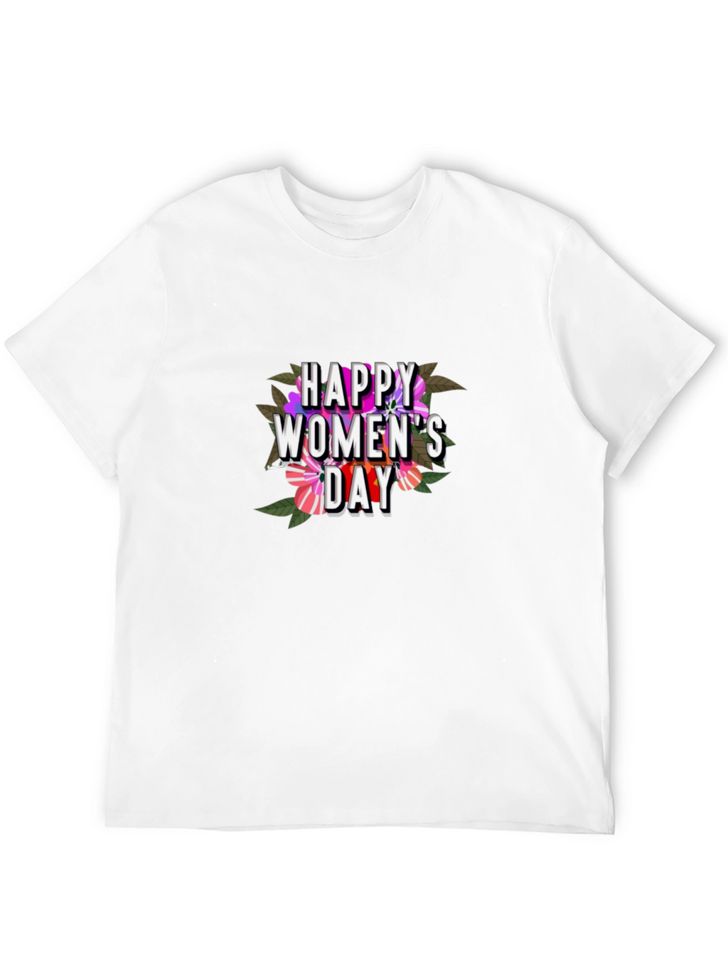 Floral Happy Womens Day T-Shirt - Black
