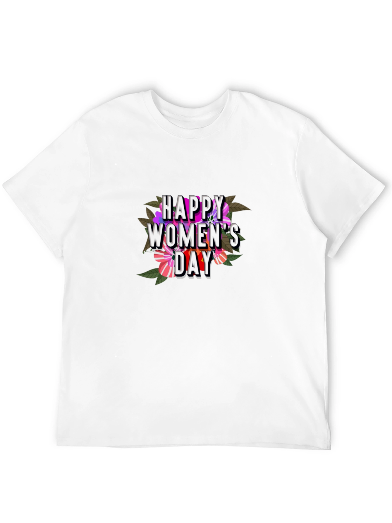 Floral Happy Womens Day T-Shirt - Black