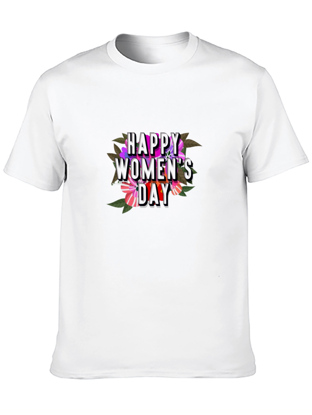 Floral Happy Womens Day T-Shirt - Black