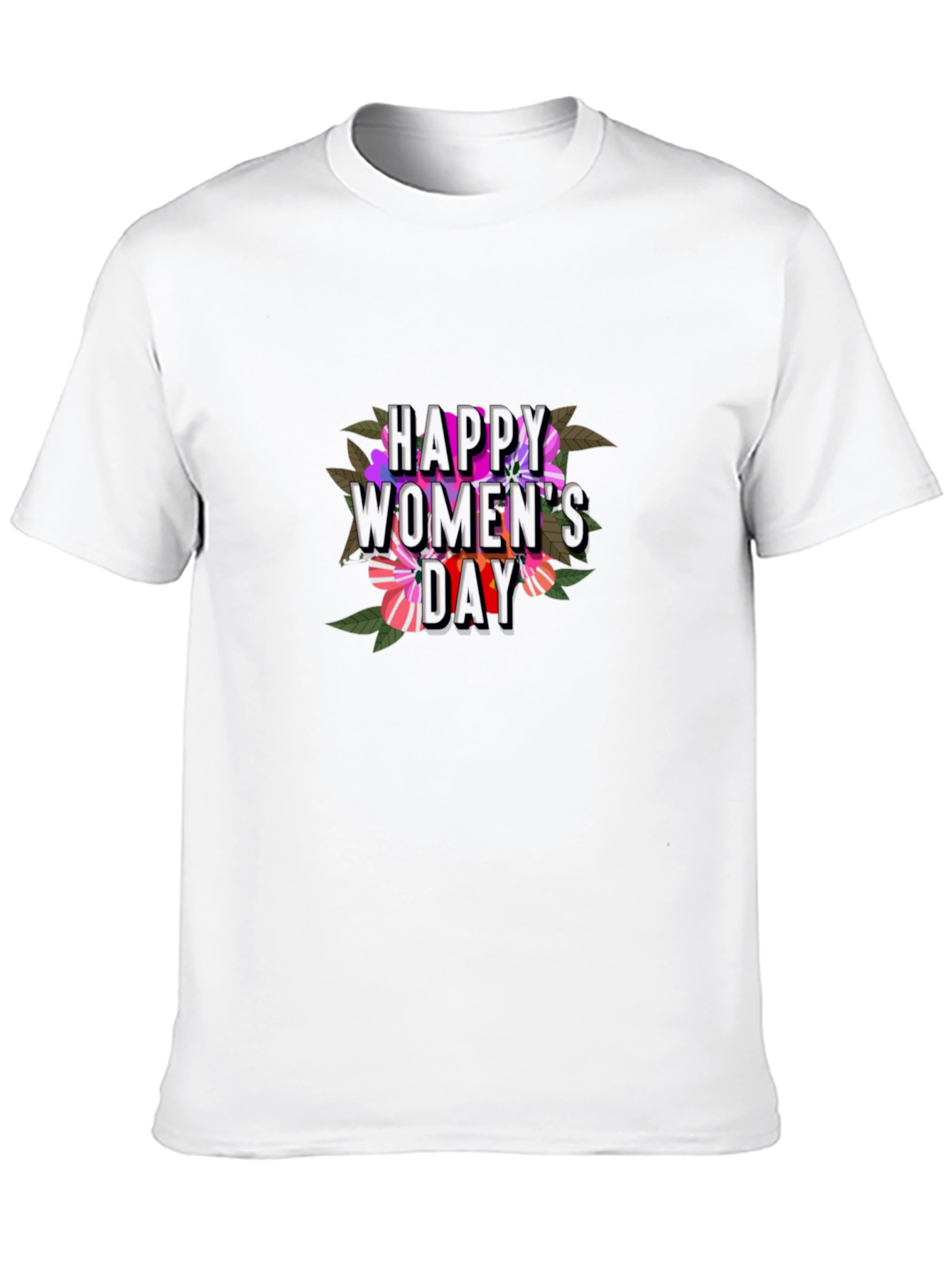 Floral Happy Womens Day T-Shirt - Black