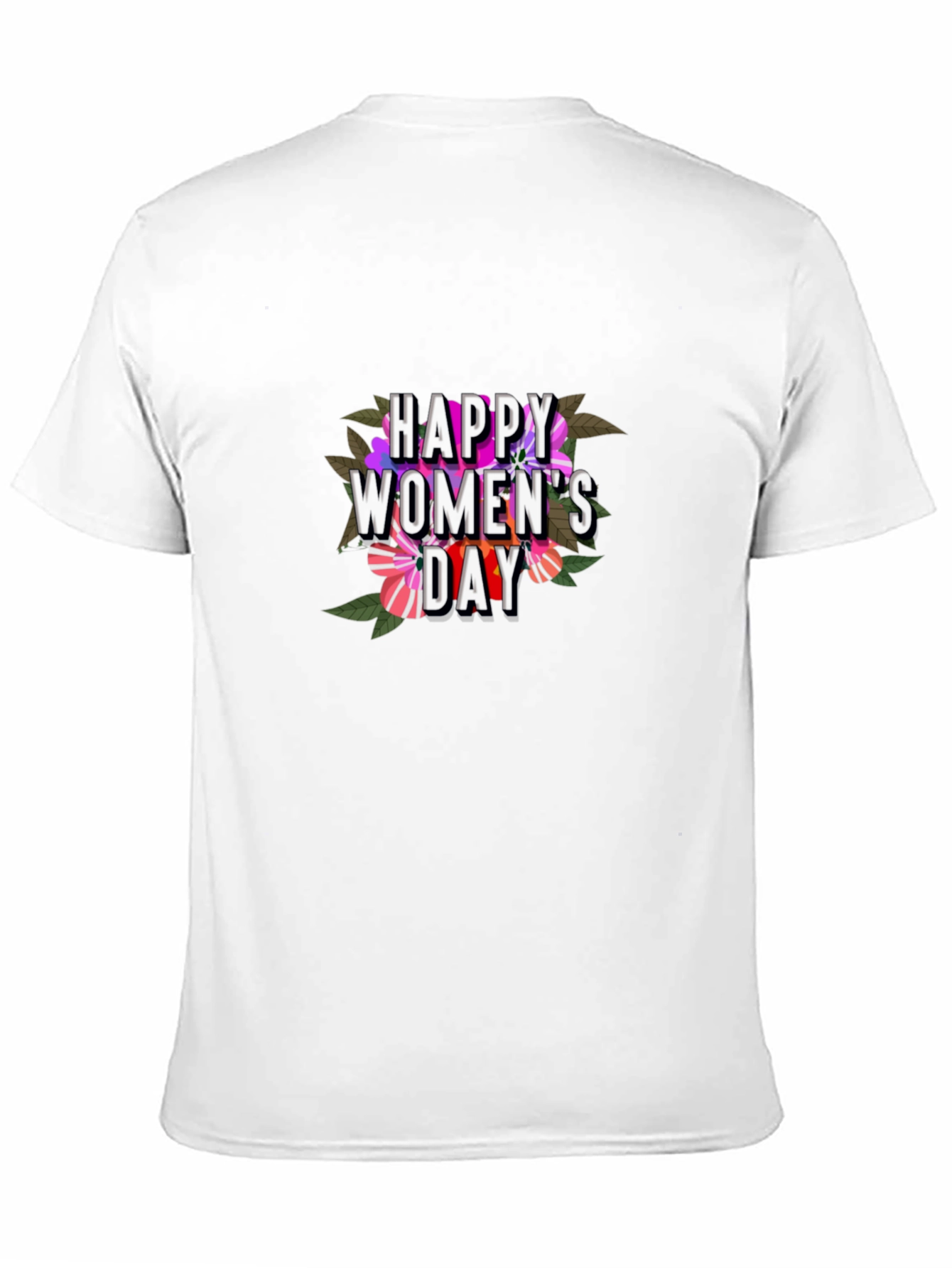 Floral Happy Womens Day T-Shirt - Black