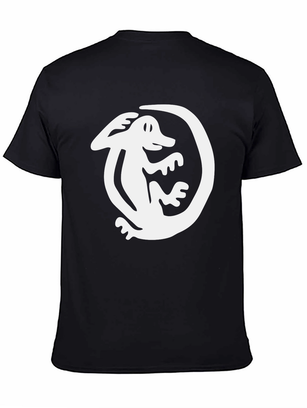 Black T-Shirt with White Lizard Graphic