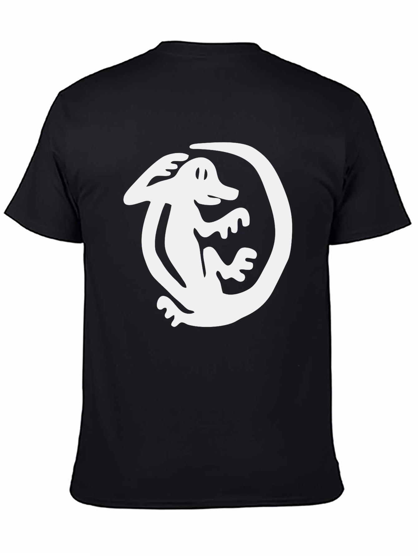 Black T-Shirt with White Lizard Graphic