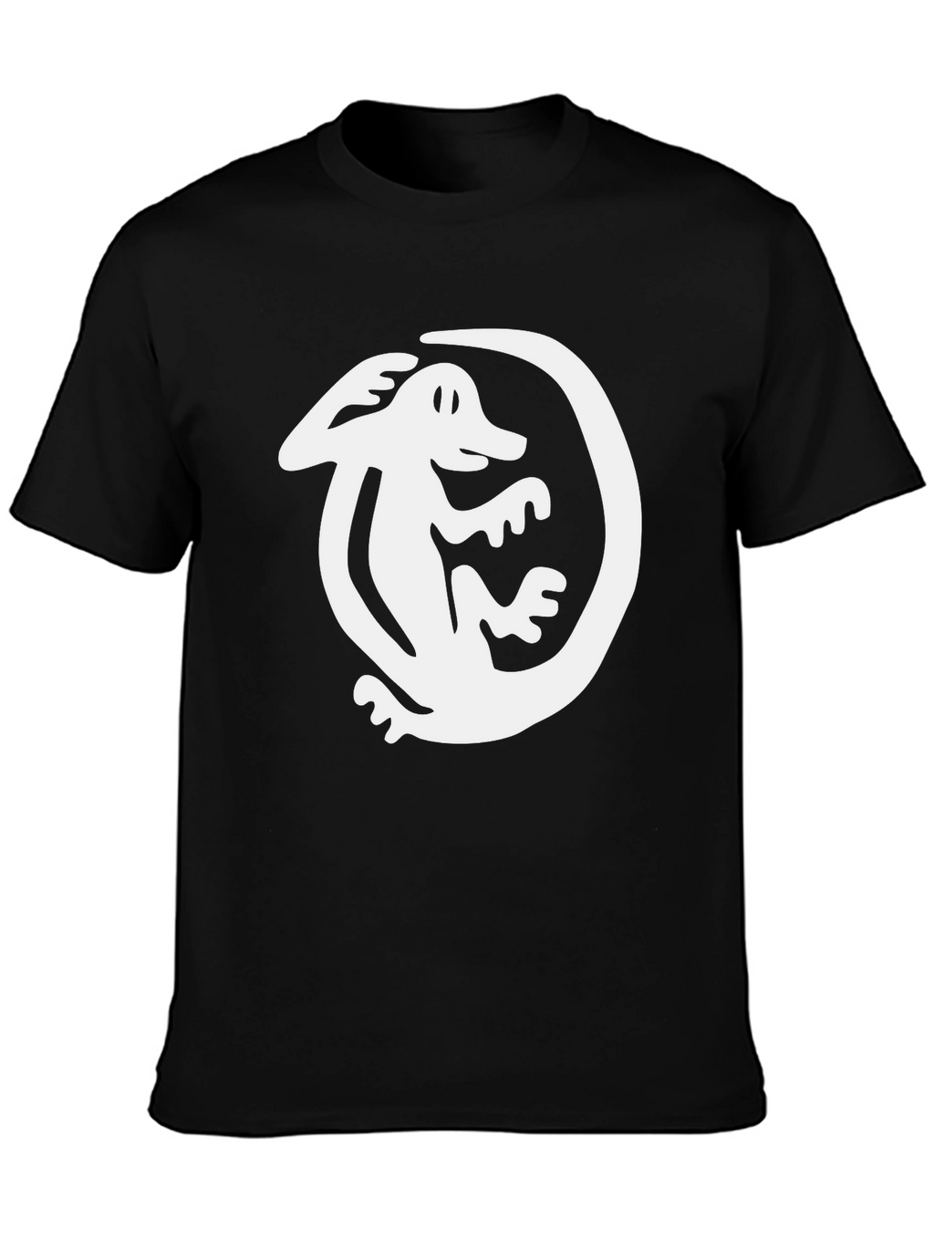 Black T-Shirt with White Lizard Graphic