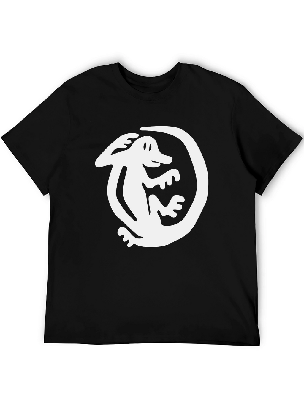 Black T-Shirt with White Lizard Graphic