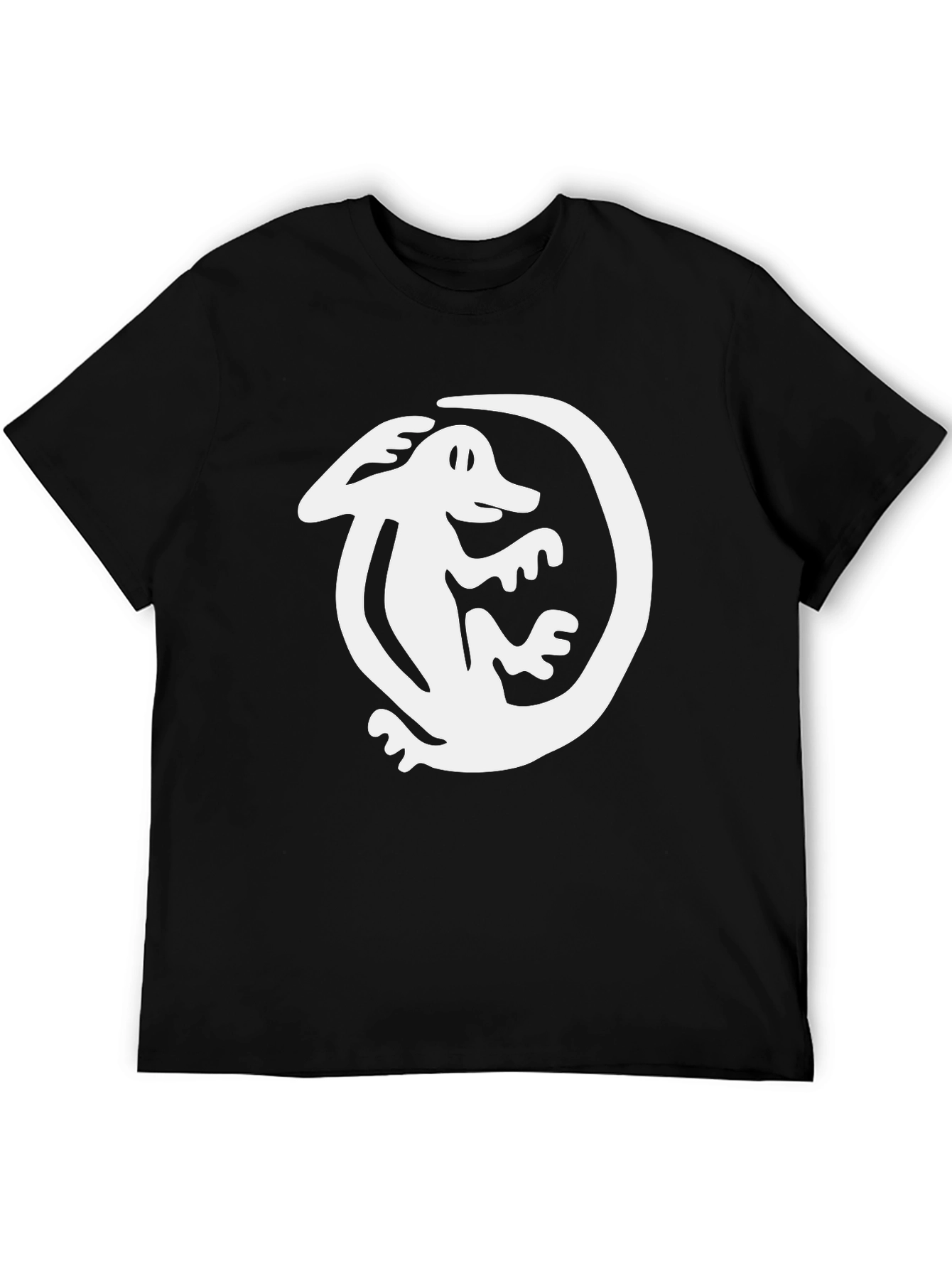Black T-Shirt with White Lizard Graphic