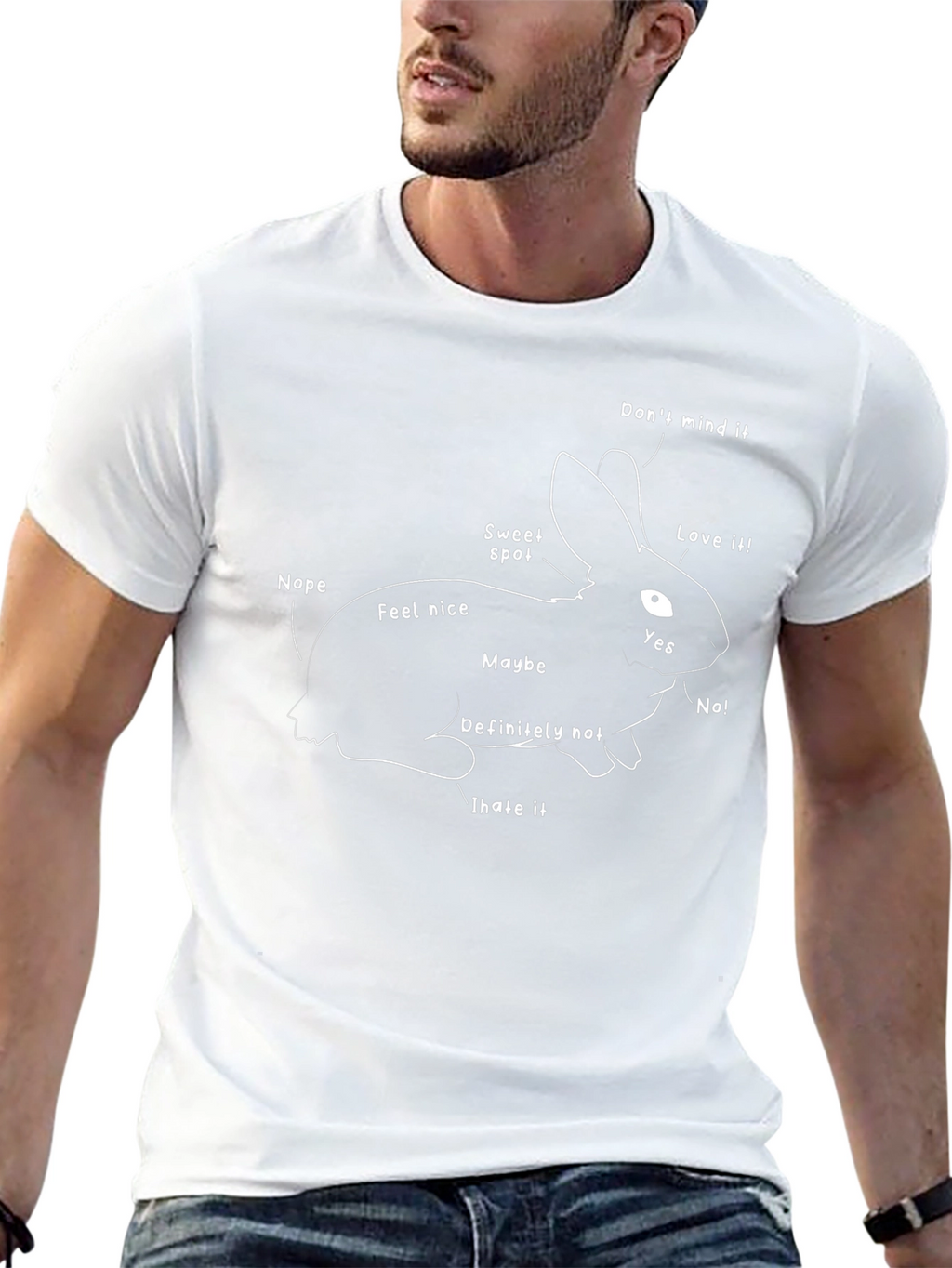 Funny Bunny Petting Guide Black T-Shirt