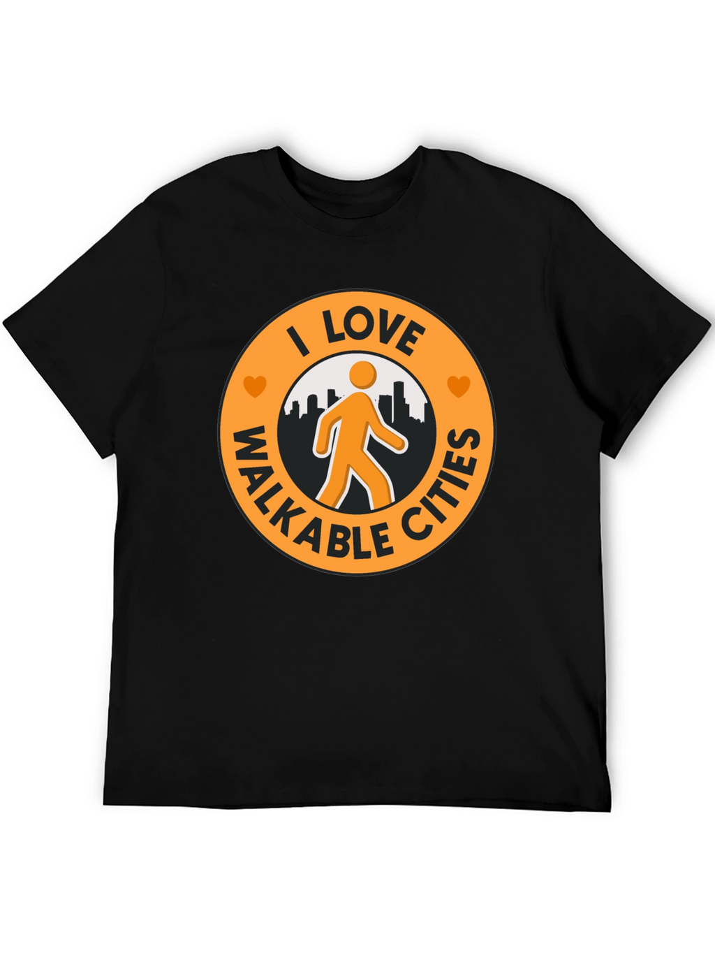 I Love Walkable Cities Graphic T-Shirt - Black