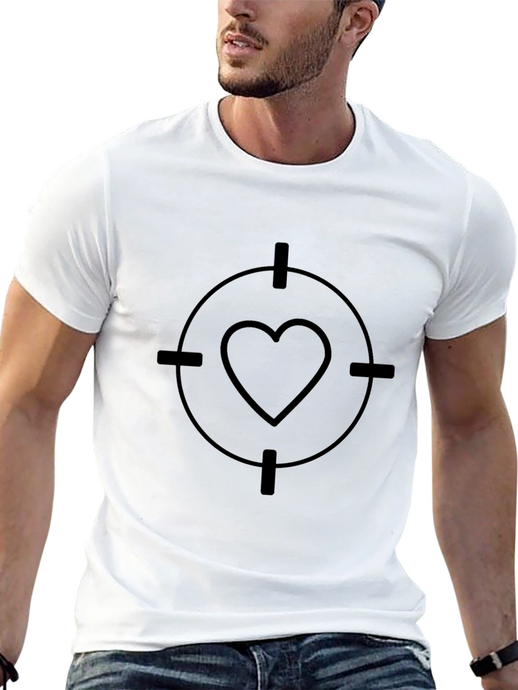 Heart Target Graphic Tee - Black Cotton T-Shirt
