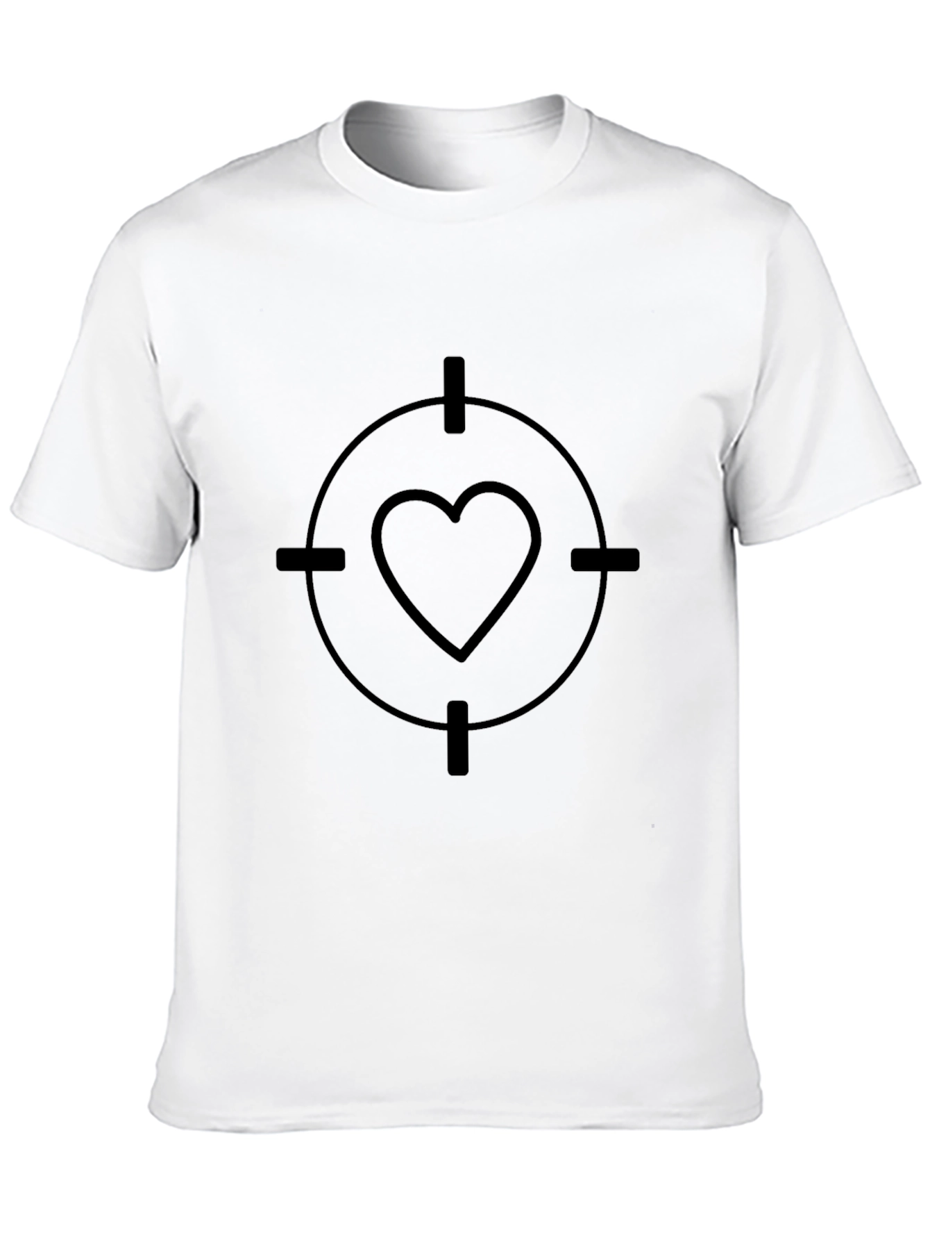 Heart Target Graphic Tee - Black Cotton T-Shirt