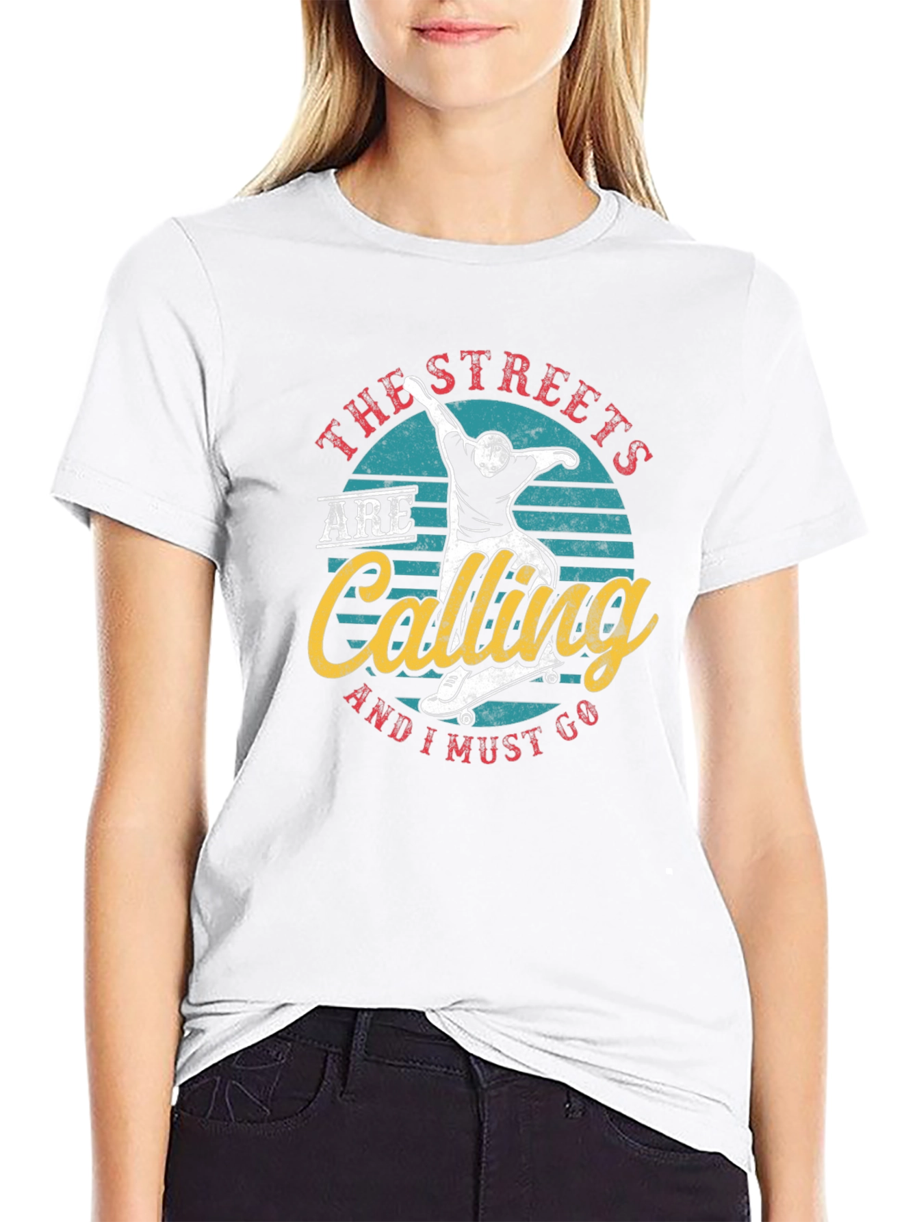 Skateboarding Streets Calling Graphic T-Shirt