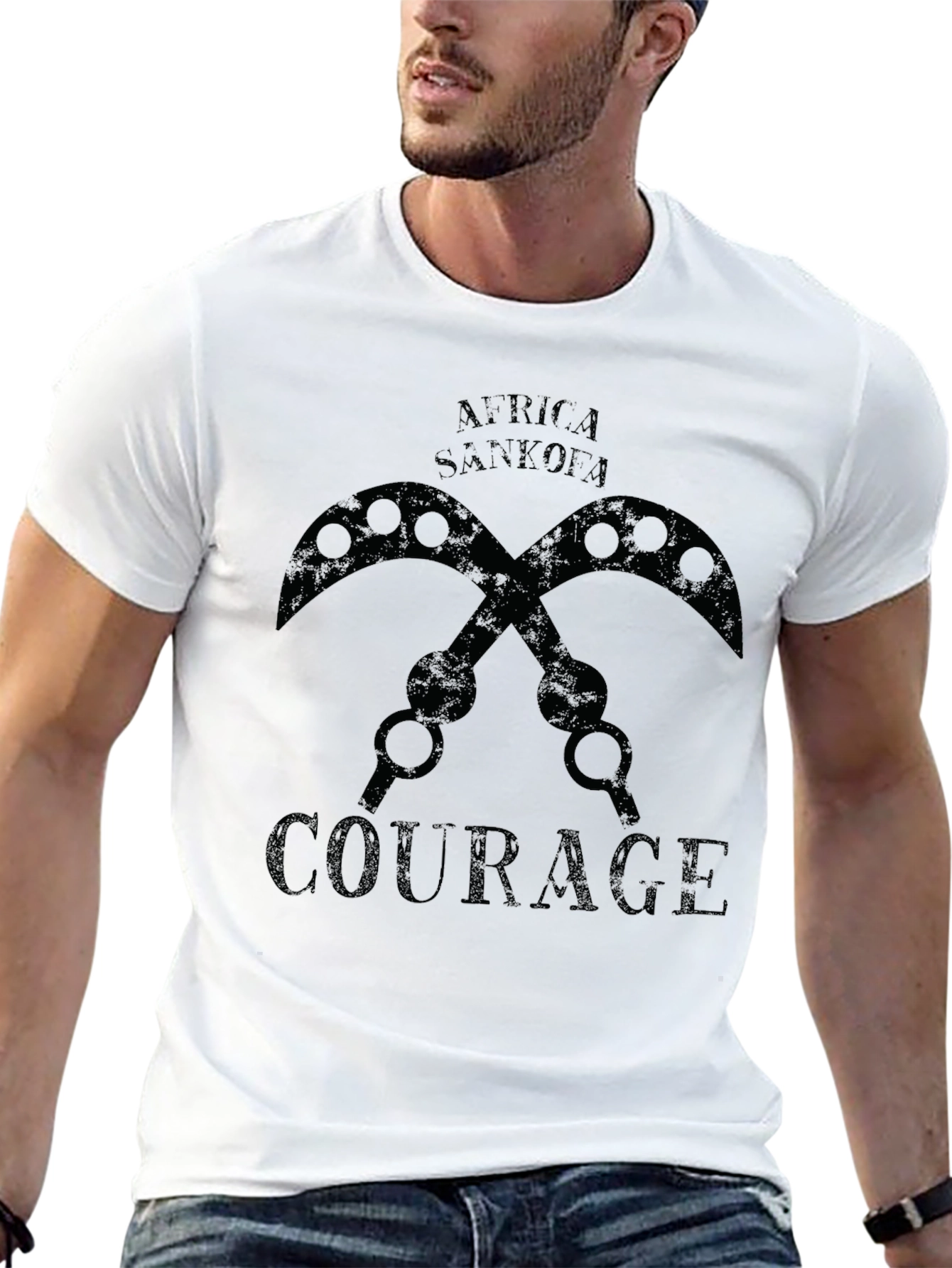 Africa Sankofa Courage Black T-Shirt