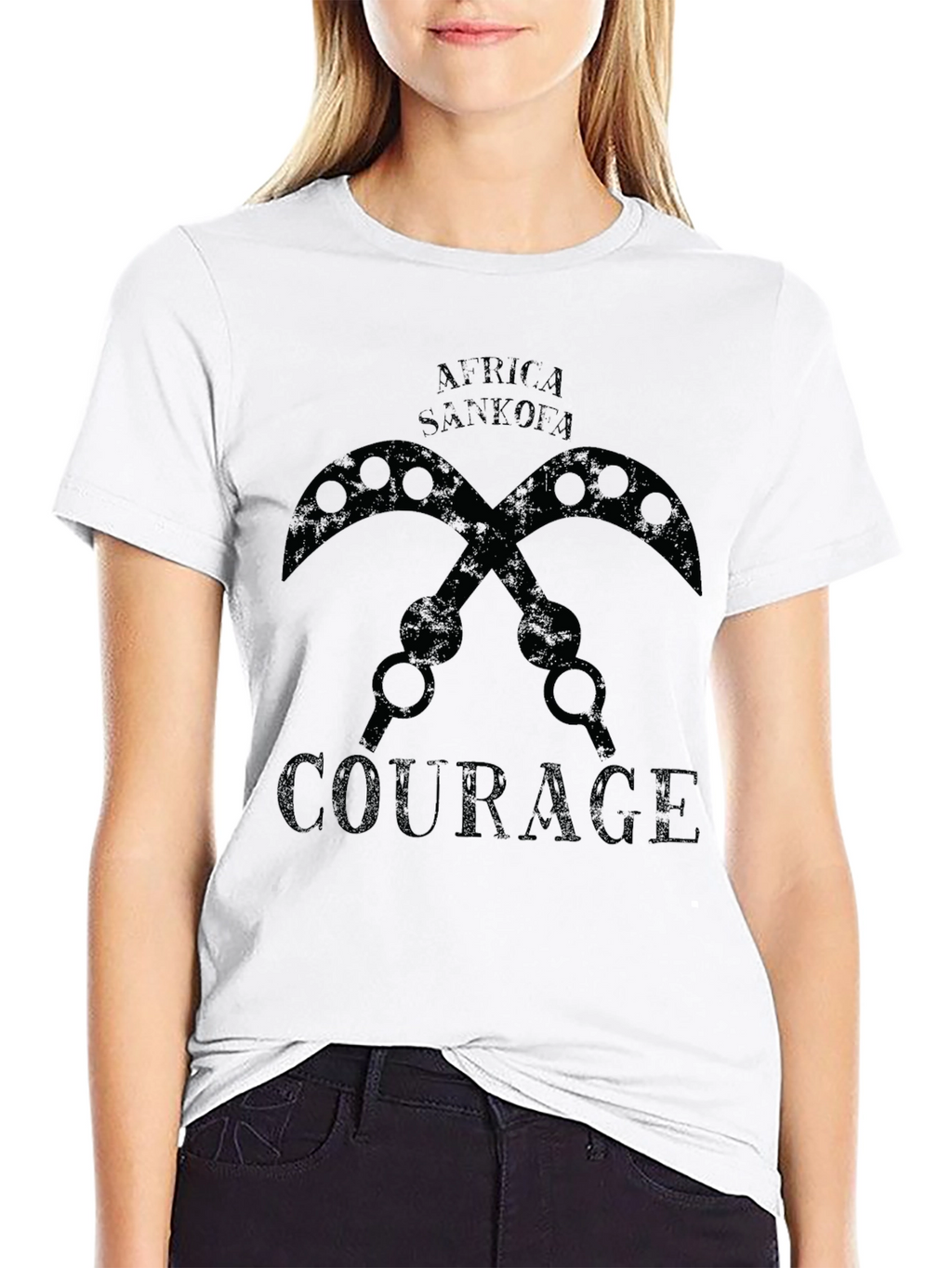 Africa Sankofa Courage Black T-Shirt