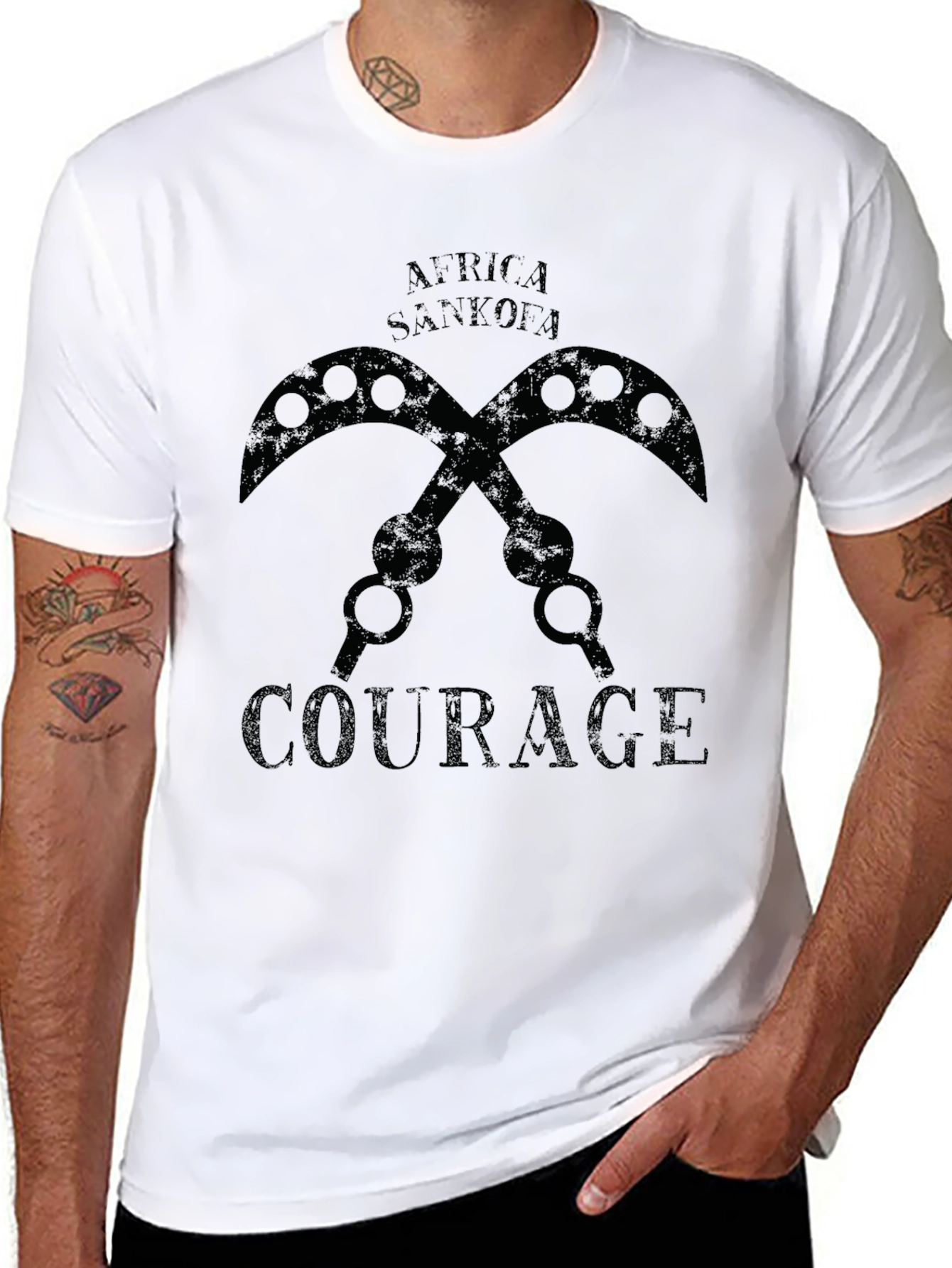 Africa Sankofa Courage Black T-Shirt
