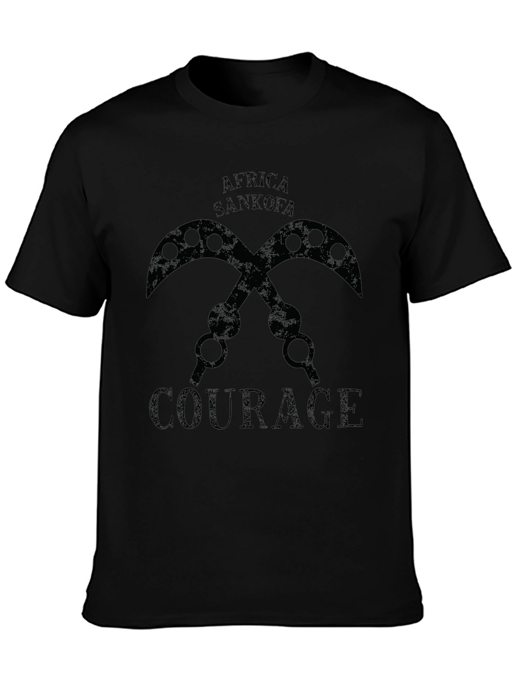 Africa Sankofa Courage Black T-Shirt