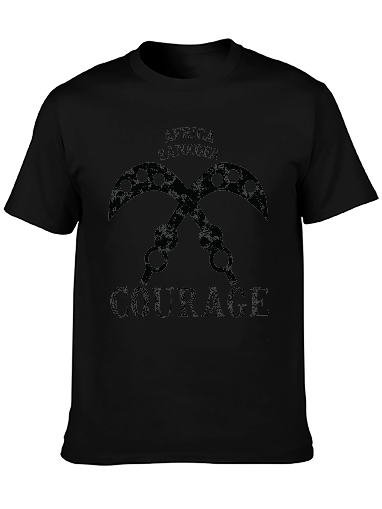 Africa Sankofa Courage Black T-Shirt