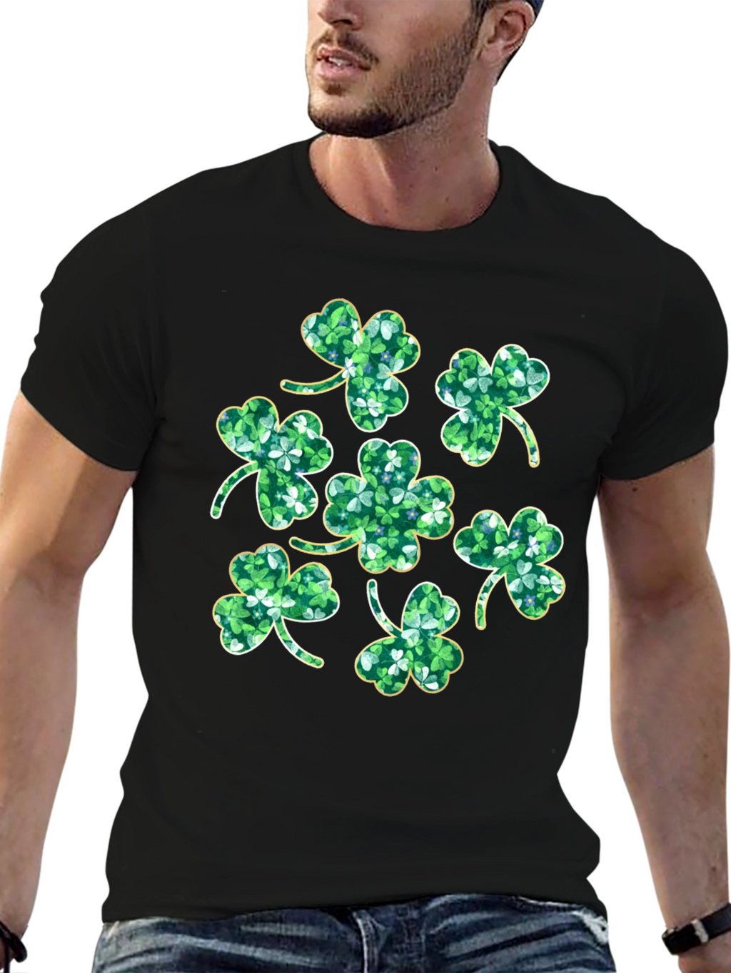 St. Patricks Day Clover T-Shirt - Black