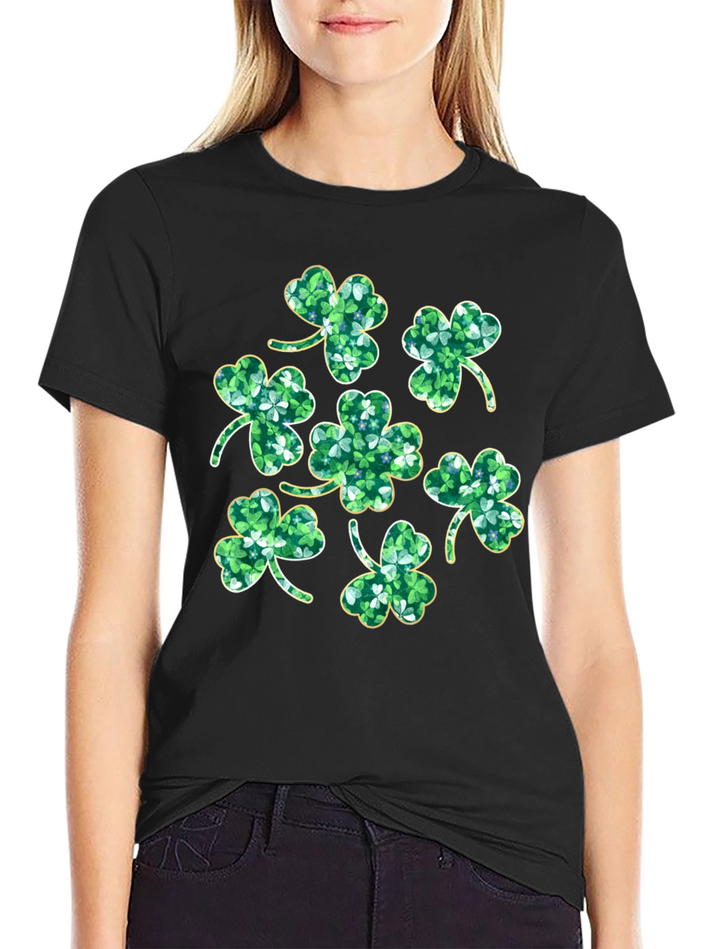 St. Patricks Day Clover T-Shirt - Black
