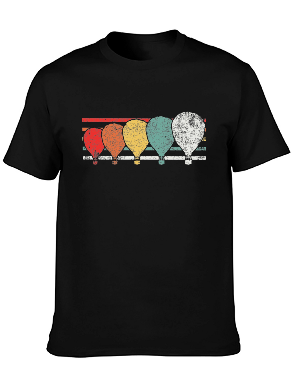 Retro Hot Air Balloon Graphic Tee - Black