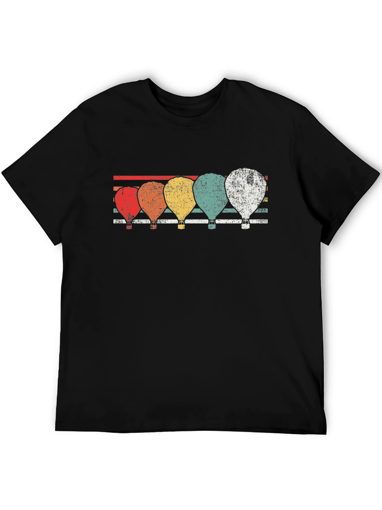 Retro Hot Air Balloon Graphic Tee - Black